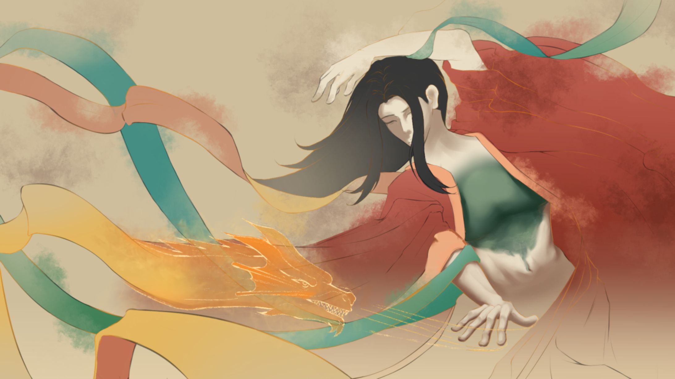 Painting of Lady Dragon Illustration-1