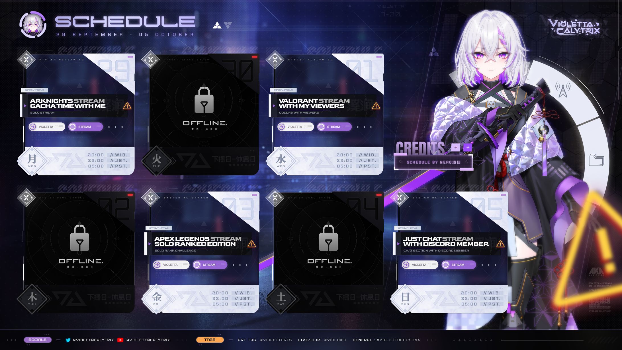 Stream Schedule / Violetta Calytrix【AKA Virtual】-1
