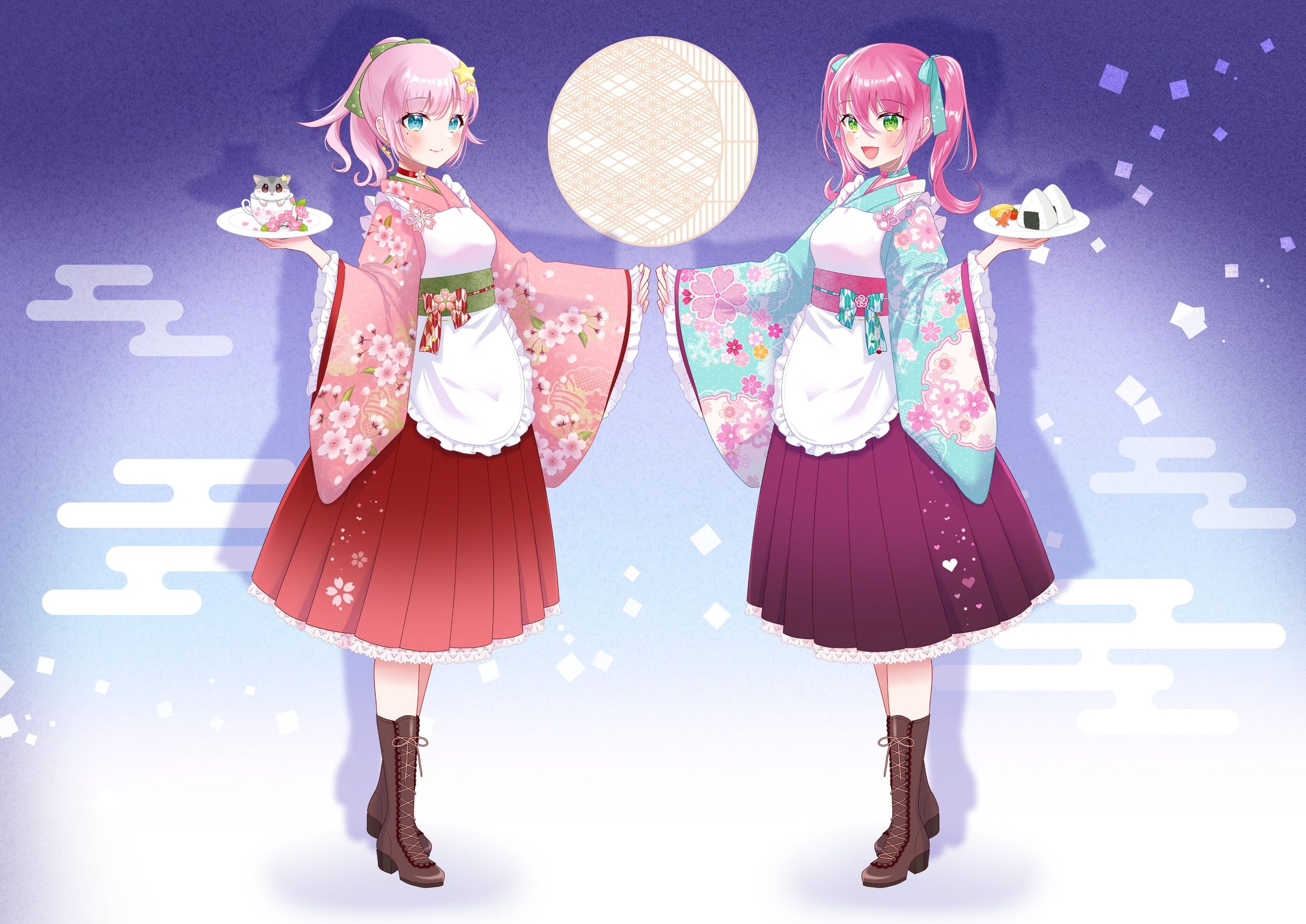 コラボカフェ「桜とおにぎりの和喫茶」キービジュアルイラスト制作-1