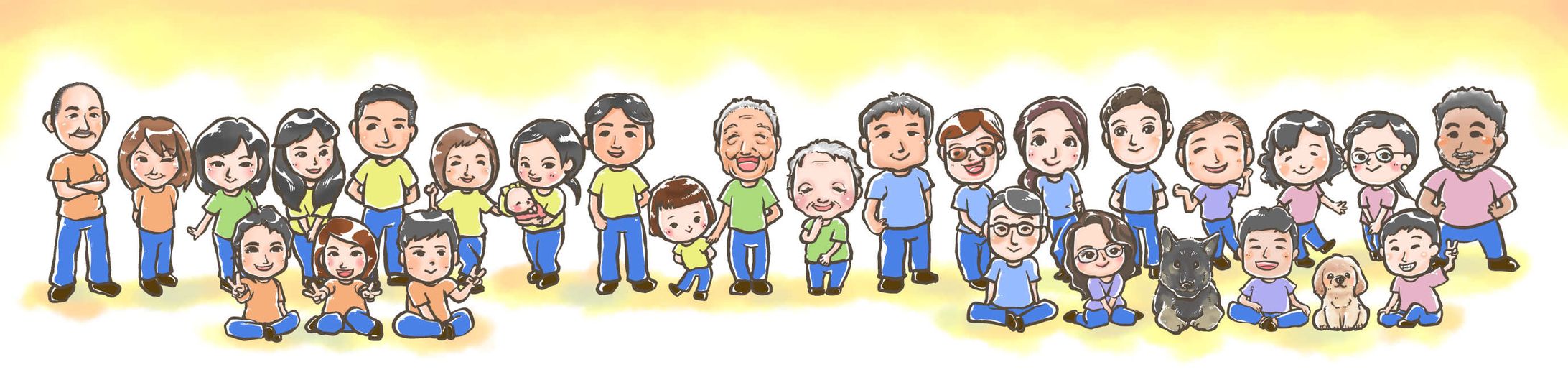 とある一族お祝い大集合イラスト-1