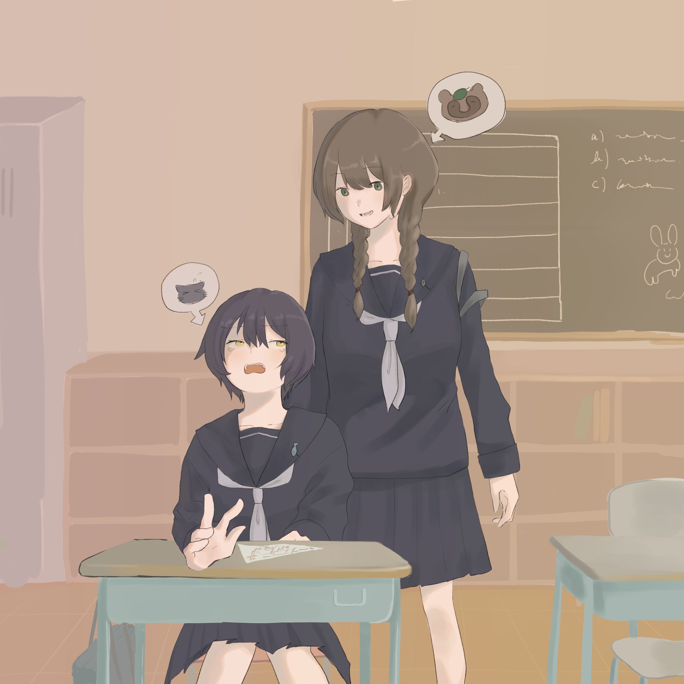 ねことたぬきの女の子-1