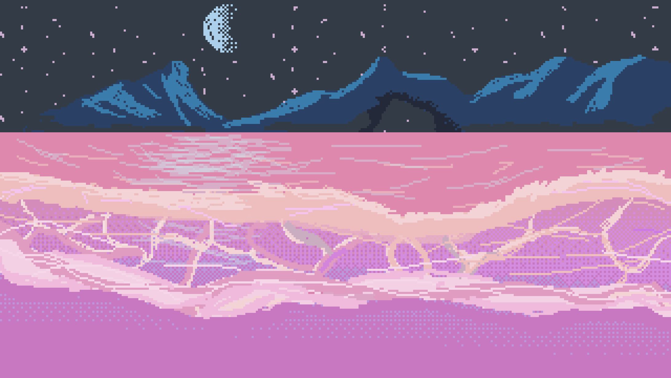 the mountains against moon-1