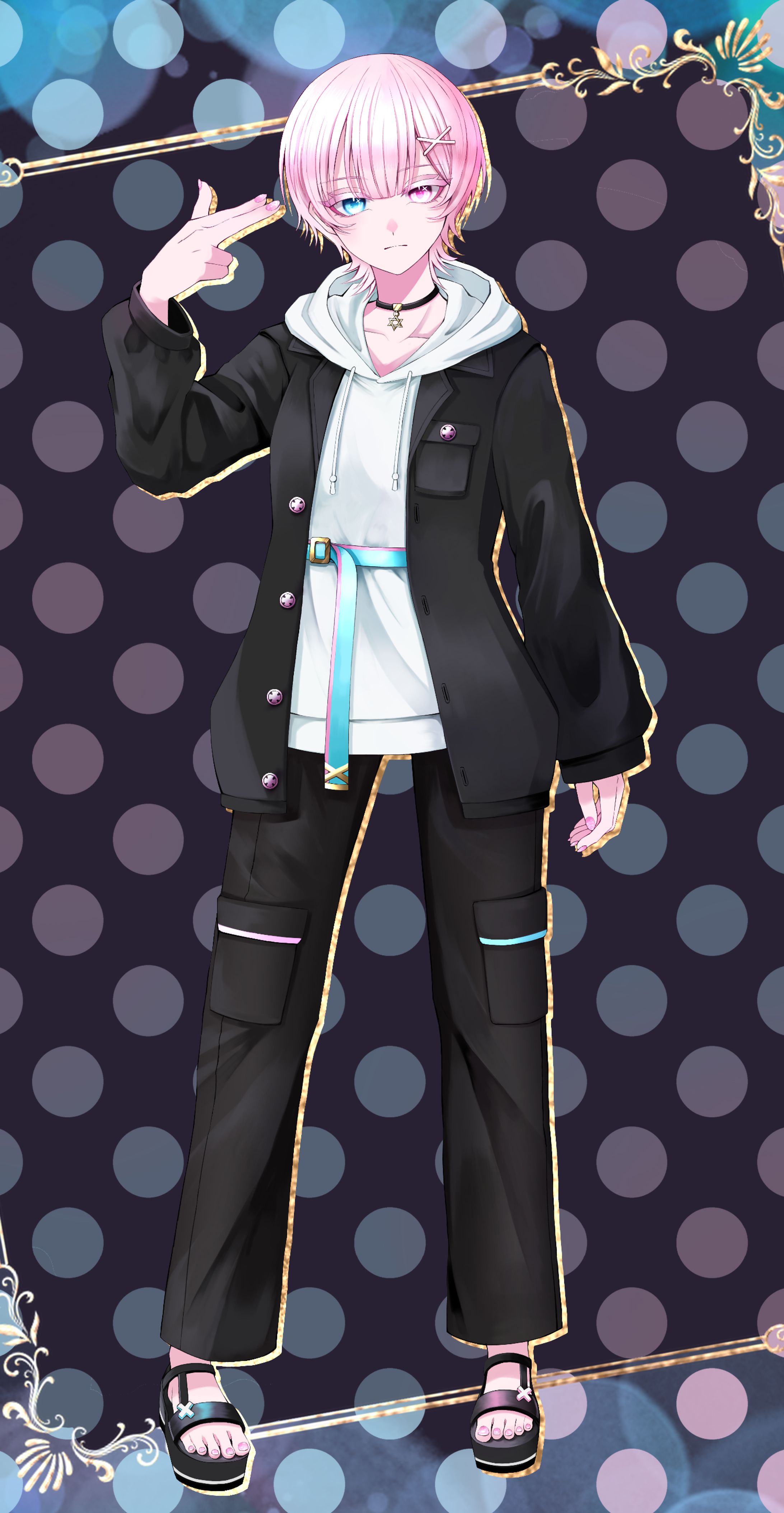 YouTubeグループのピンクと水色の女の子の立ち絵-1