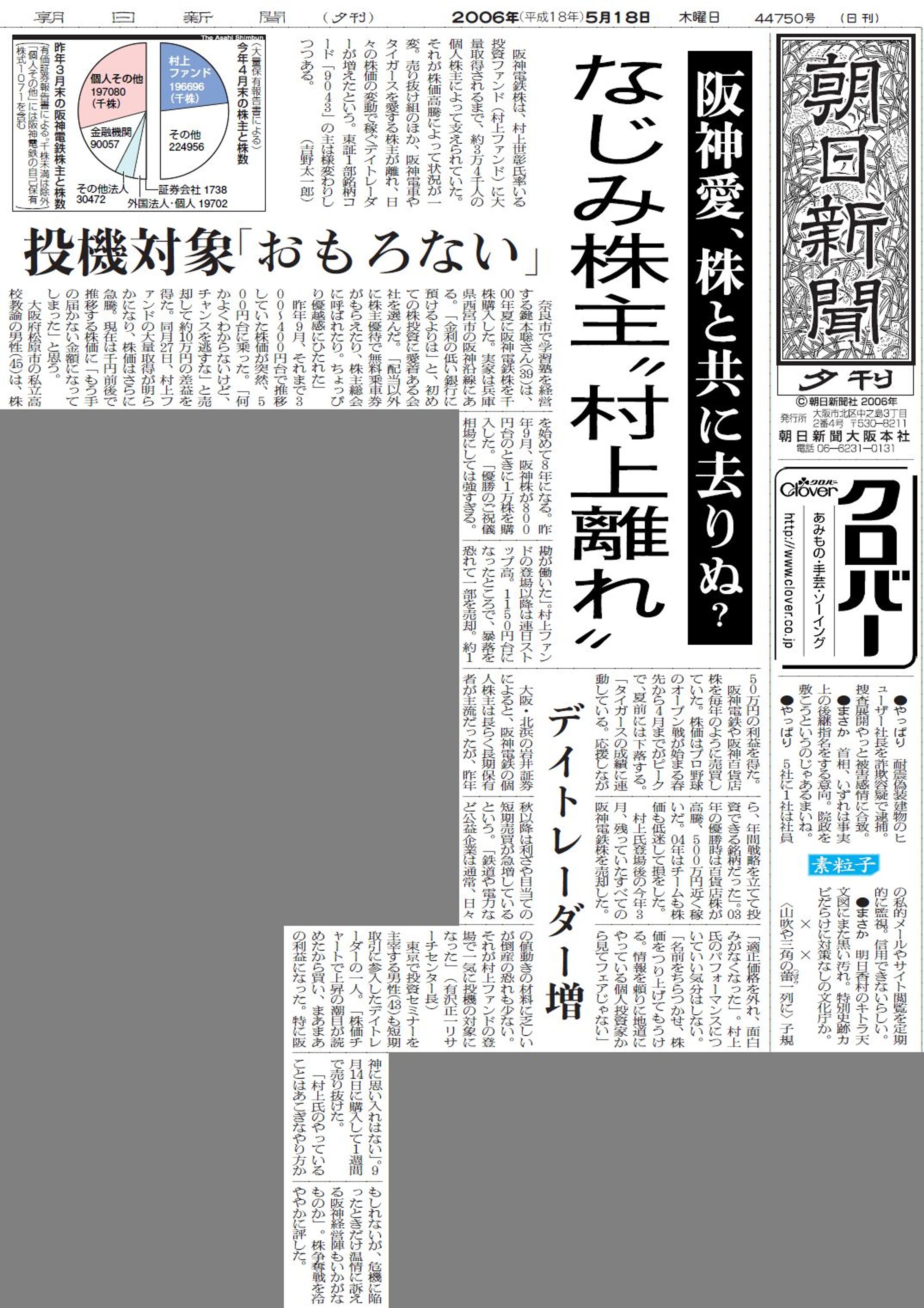 阪神愛、株と共に去りぬ？　なじみ株主「村上離れ」-1