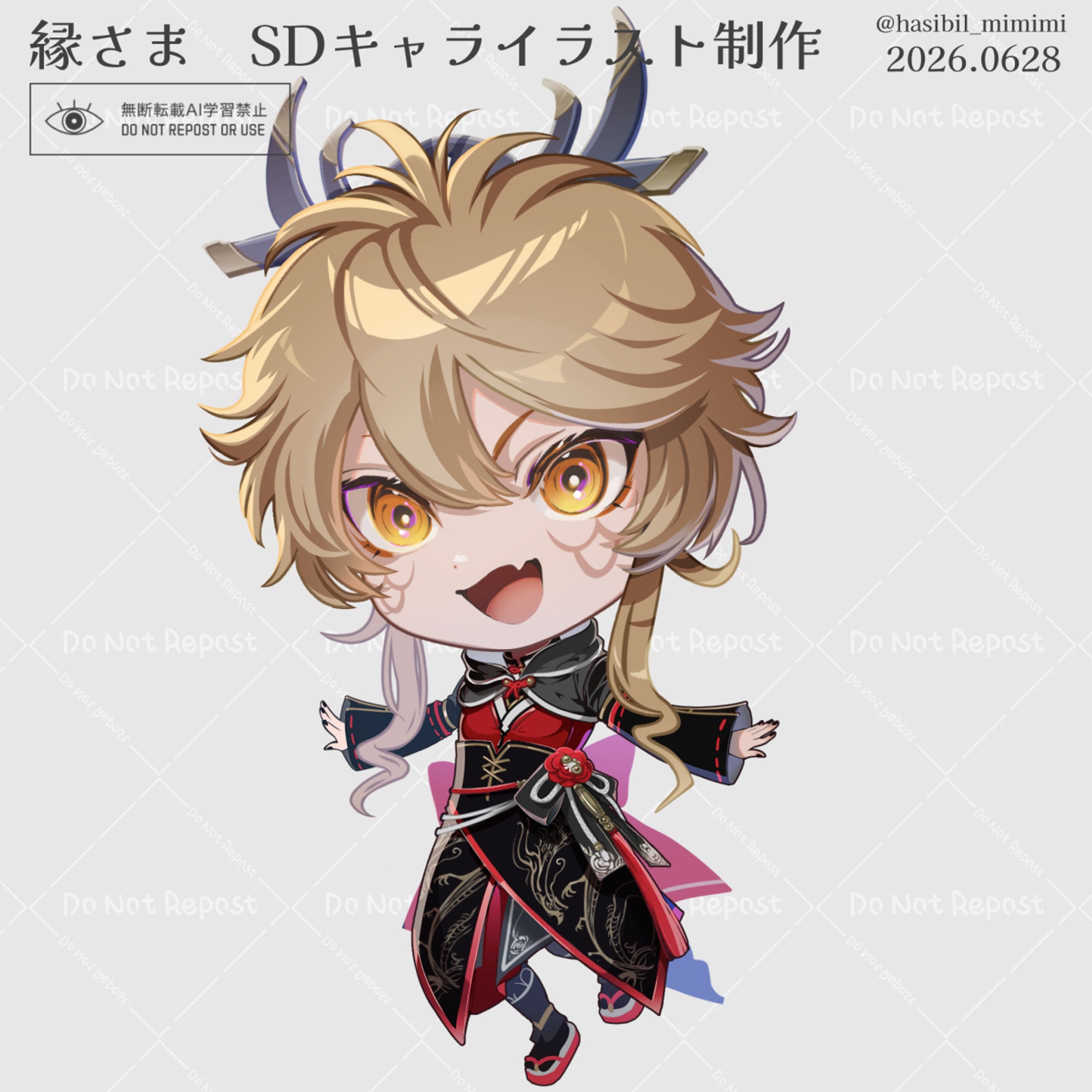 【ご依頼】2025.10　縁様キャラデザ＋ロゴ＋全身とＳＤ立ち絵制作-1