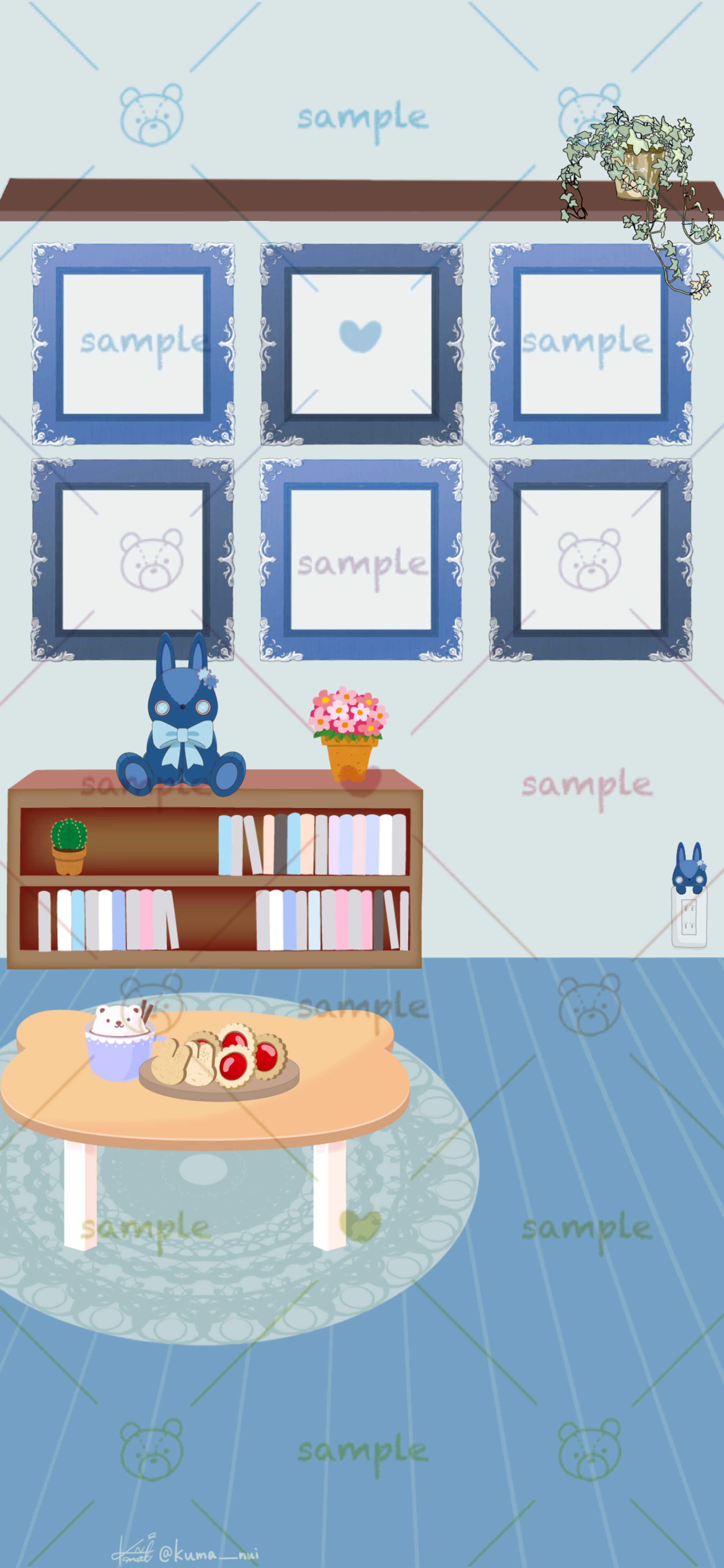 秋桜＊*-あお-／配信用背景-1