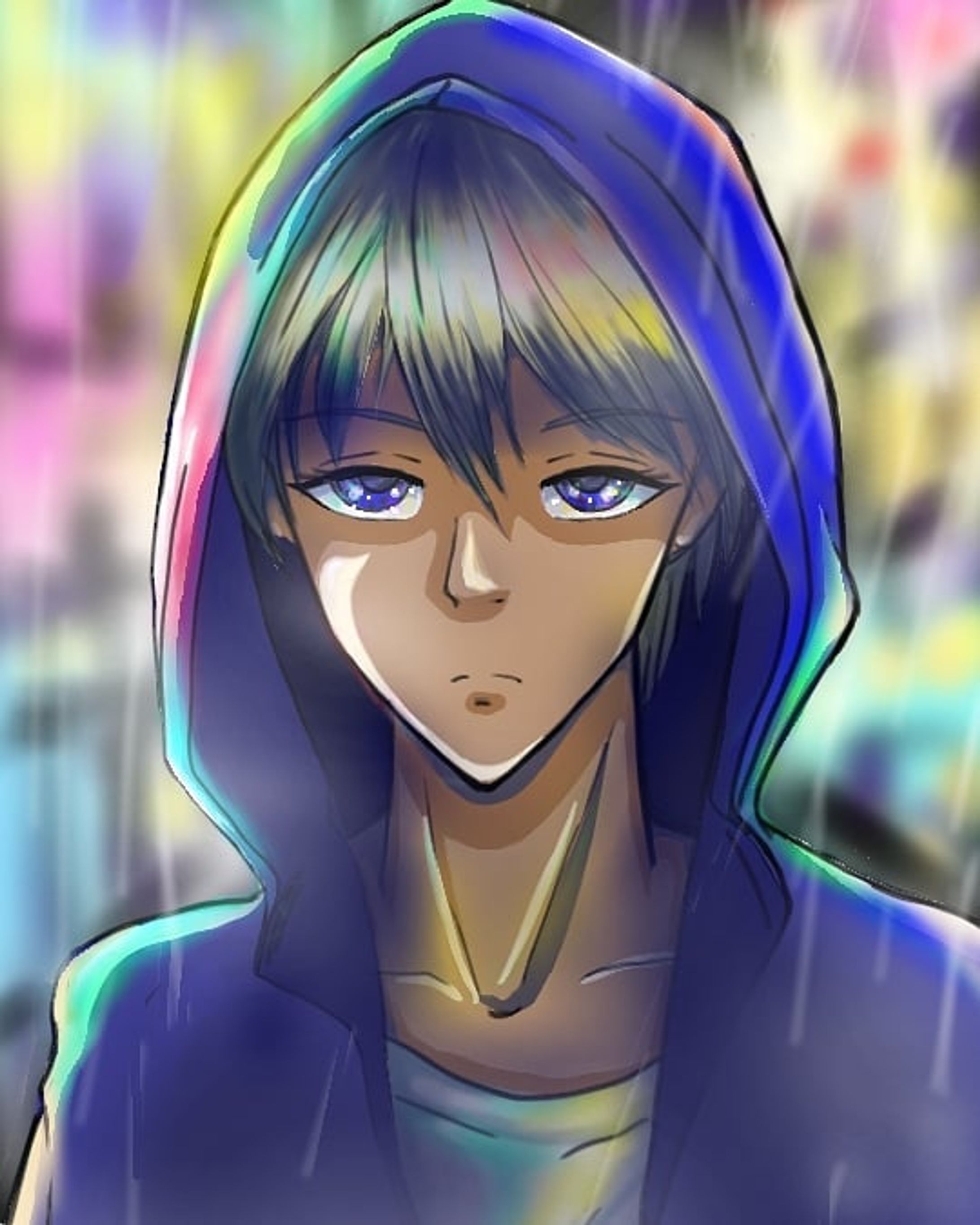 ちょっとくらいの雨ならフードでしのいじゃうよね～
#絵描きさんと繋がりたい 
#梅雨の創作クラスタフォロー祭り 
#デジタルイラスト
#男の子イラスト
#イラスト好きな人と繋がりたい 
#雨 
#フード-1