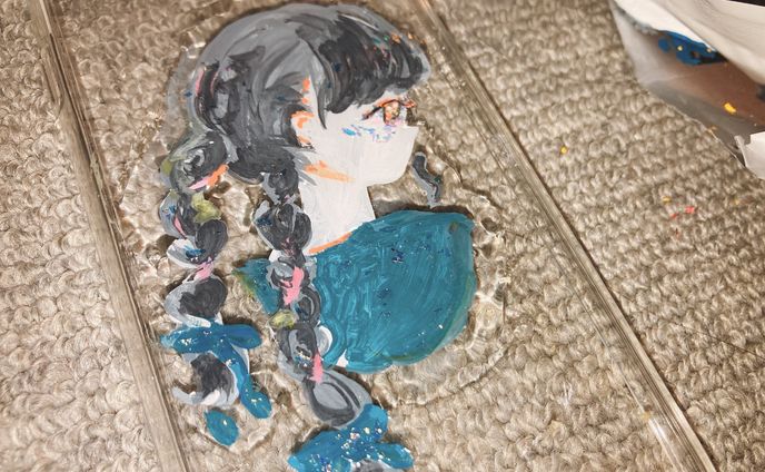 iPhoneケースにアクリル絵の具