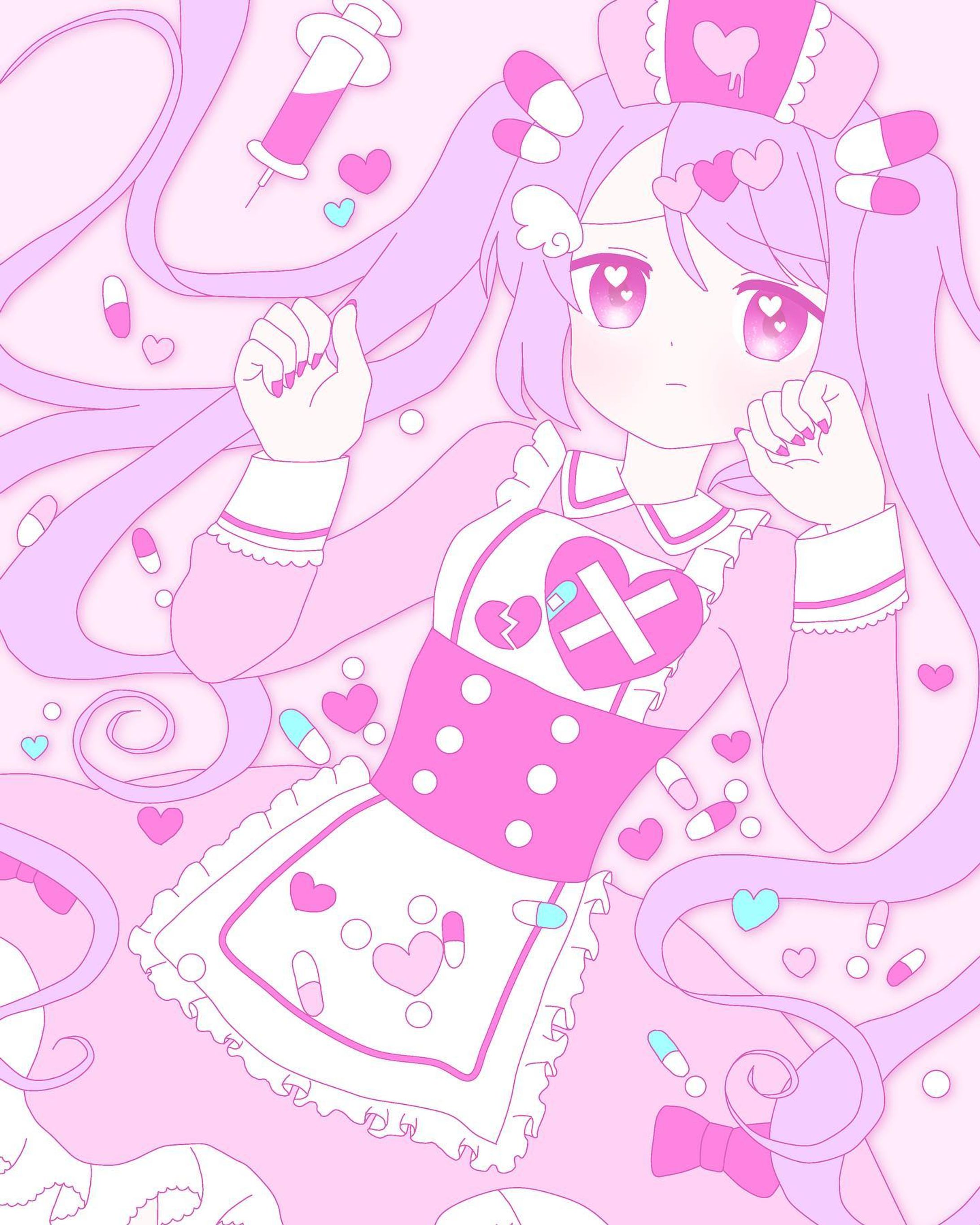 ゆめかわナースちゃん
#お絵かき 
#イラスト 
#デジタルイラスト-1