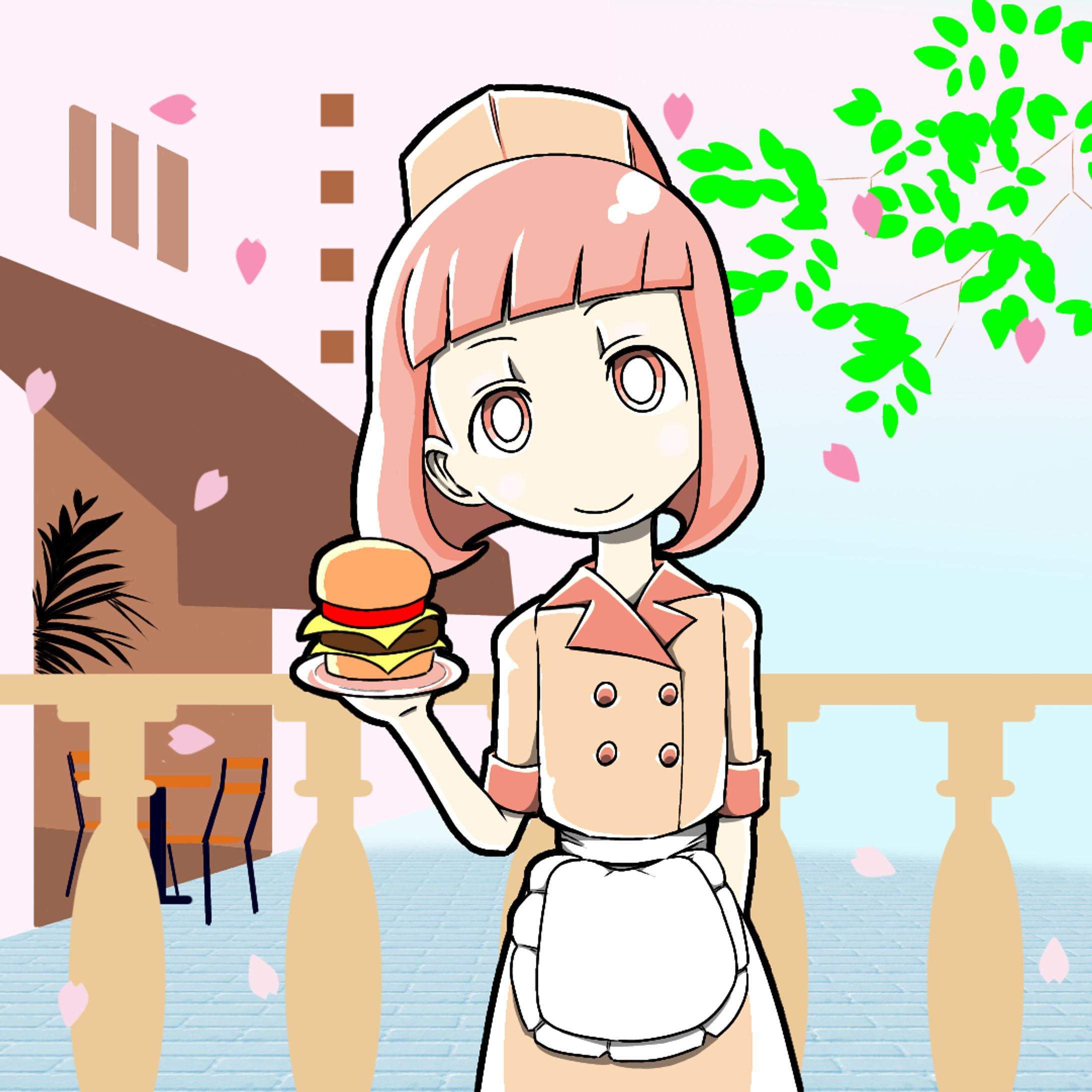 カフェテラスと店員さん-1