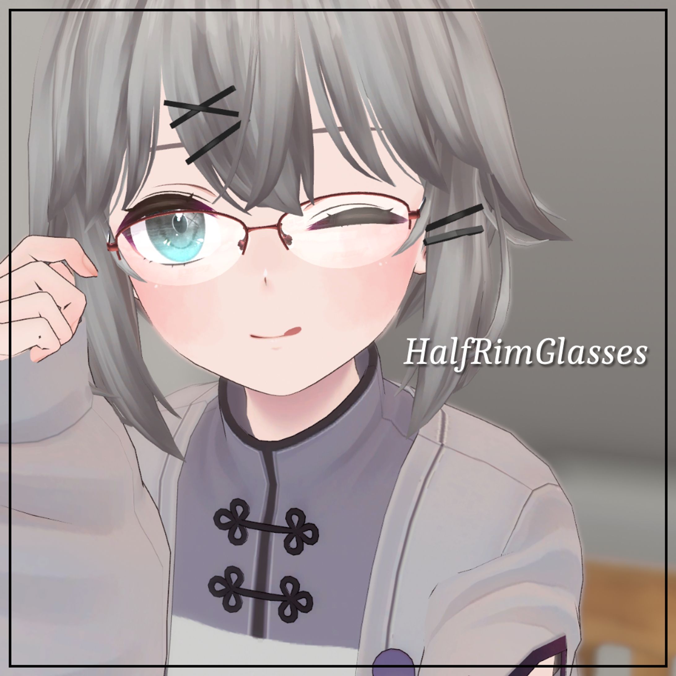 【VRChat想定】ハーフリムメガネ/HalfRimGlasses【4アバター対応】-1