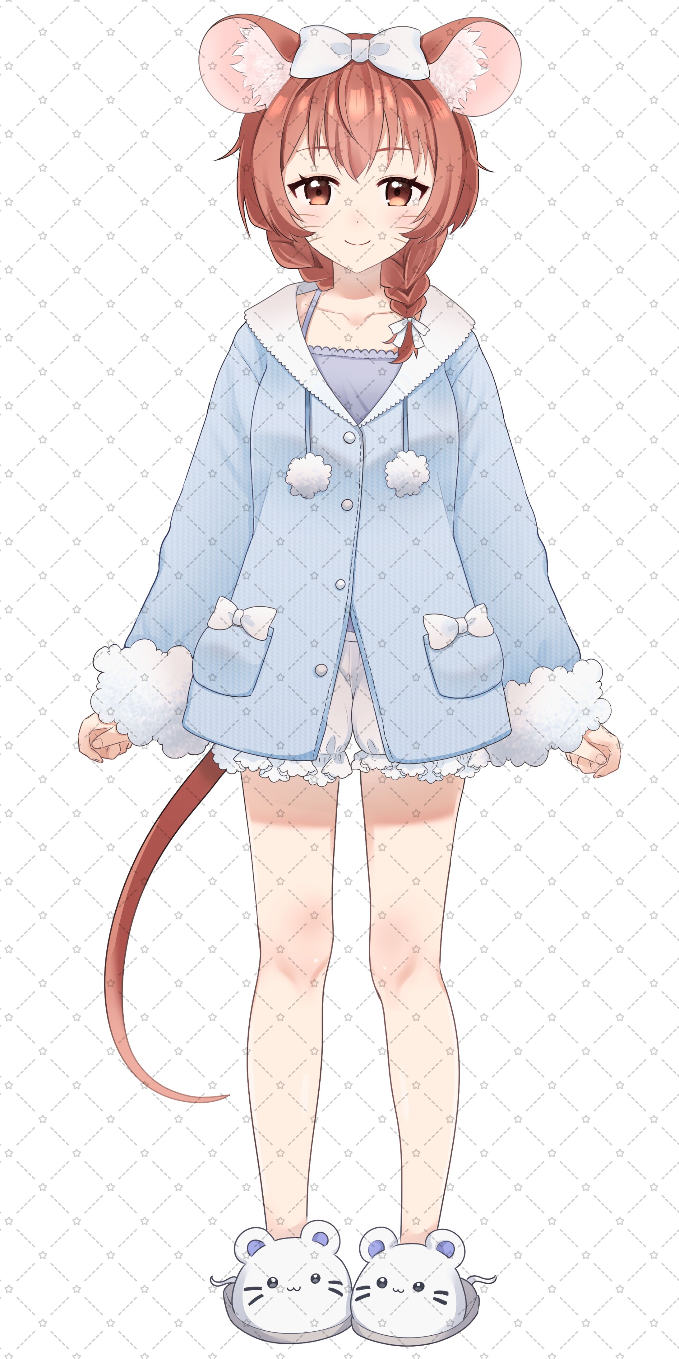 水色のパジャマの女性-1