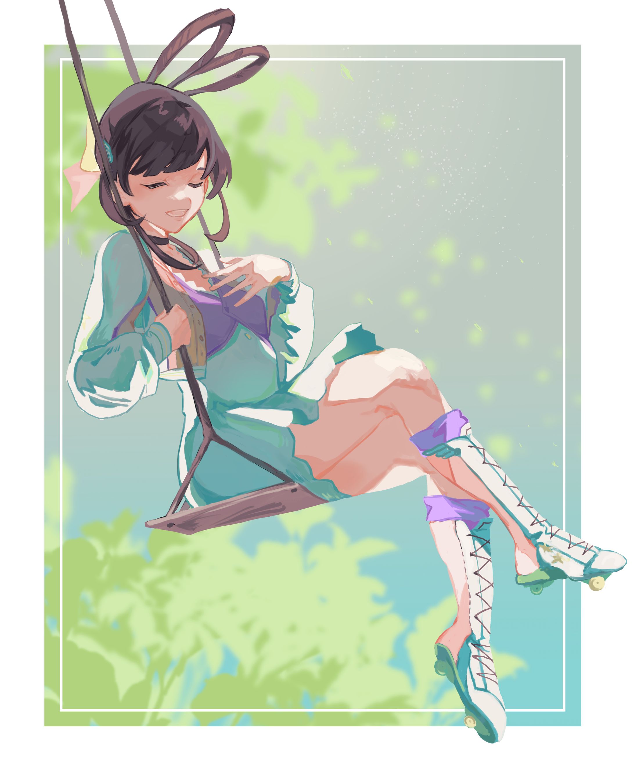 ブランコに乗る少女-1