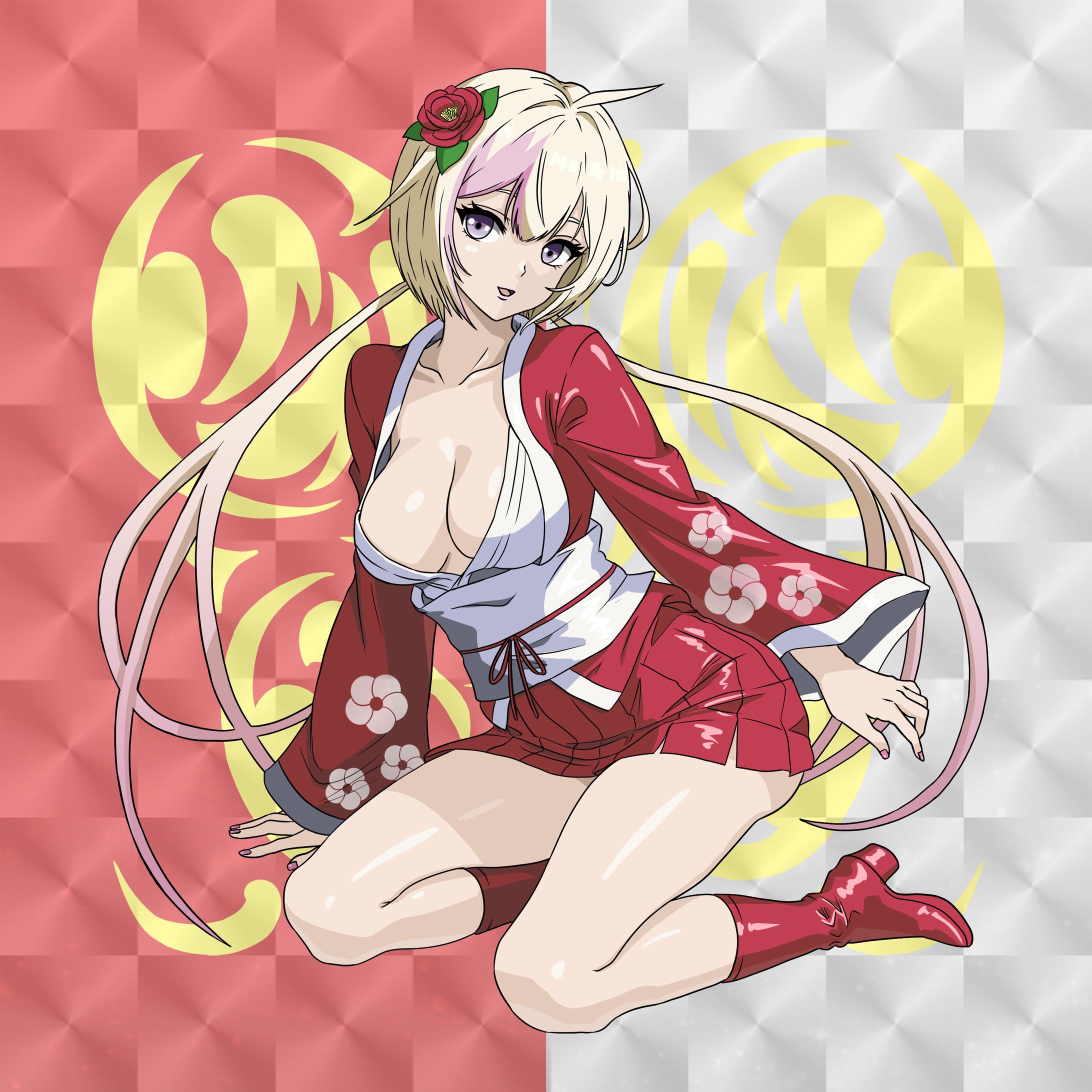 悶絶シールコレクション 東京ラヴドール sticker【type:R KIMONO STYLE 紅白】3種セット-1