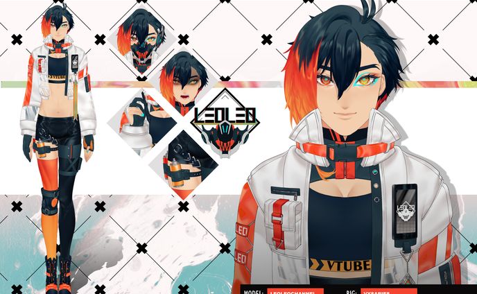 leo redesign ref sheet + VTuber model