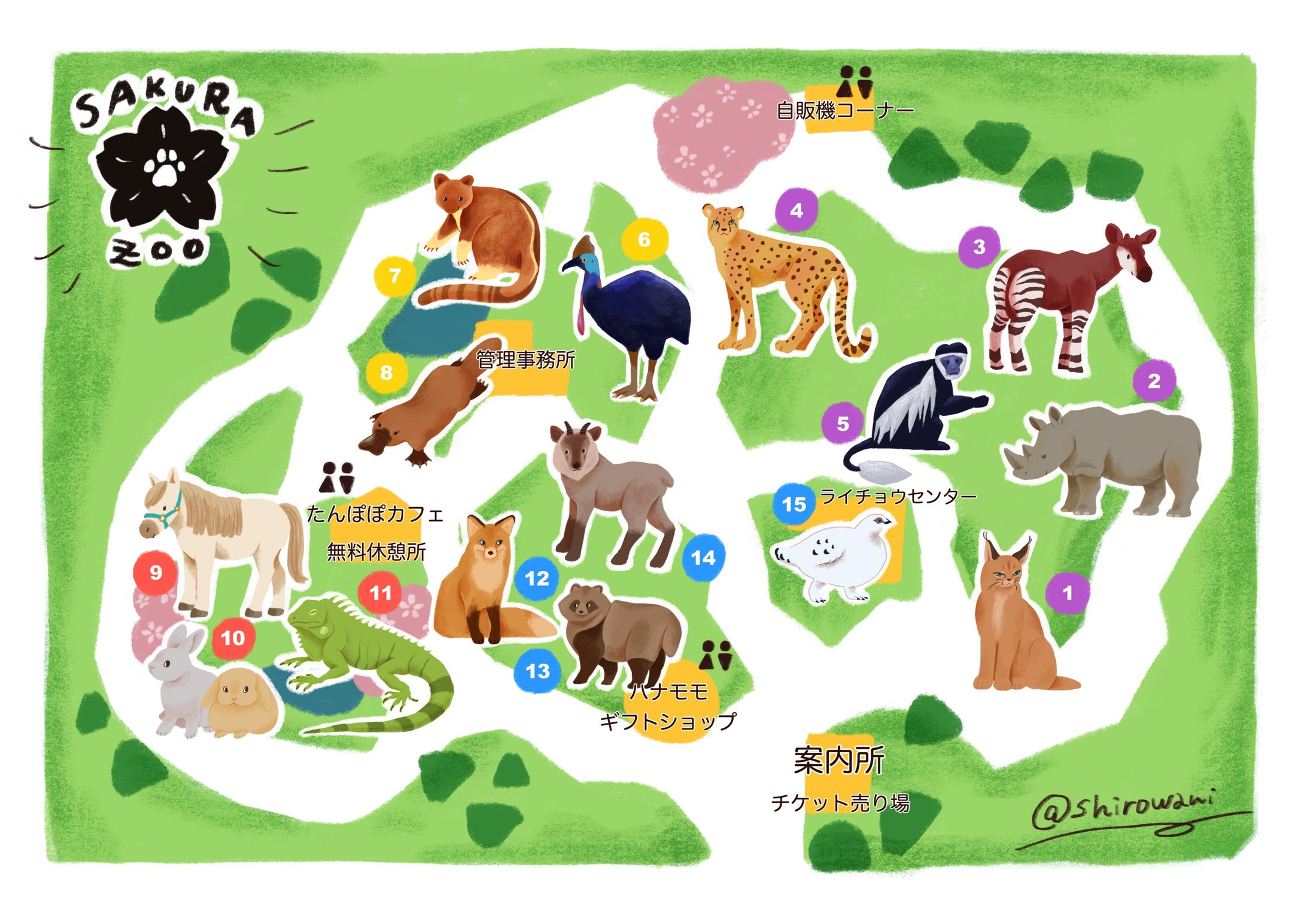 動物園園内マップ+各動物イラスト-1