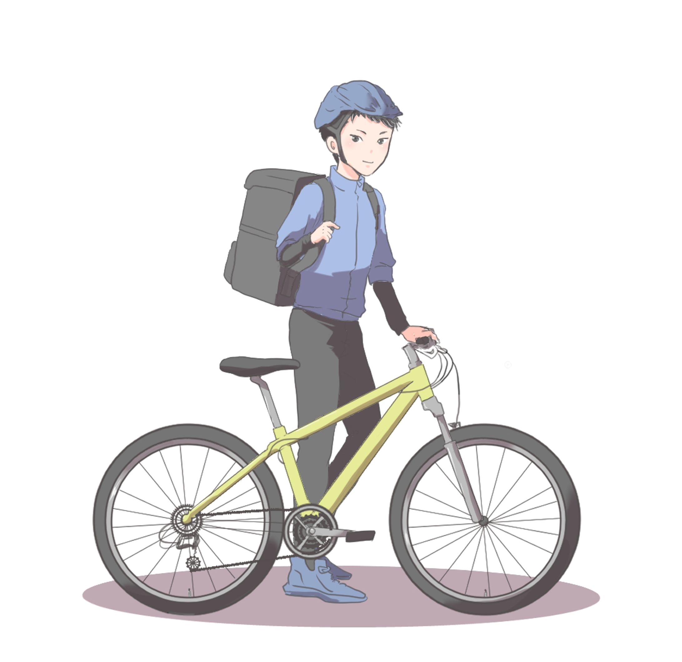 人物イラスト（小物あり：自転車）-1