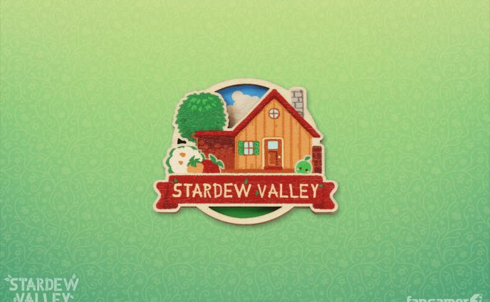 グッズ「Stardew Valley 牧場主の家 木製ピンバッジ」
