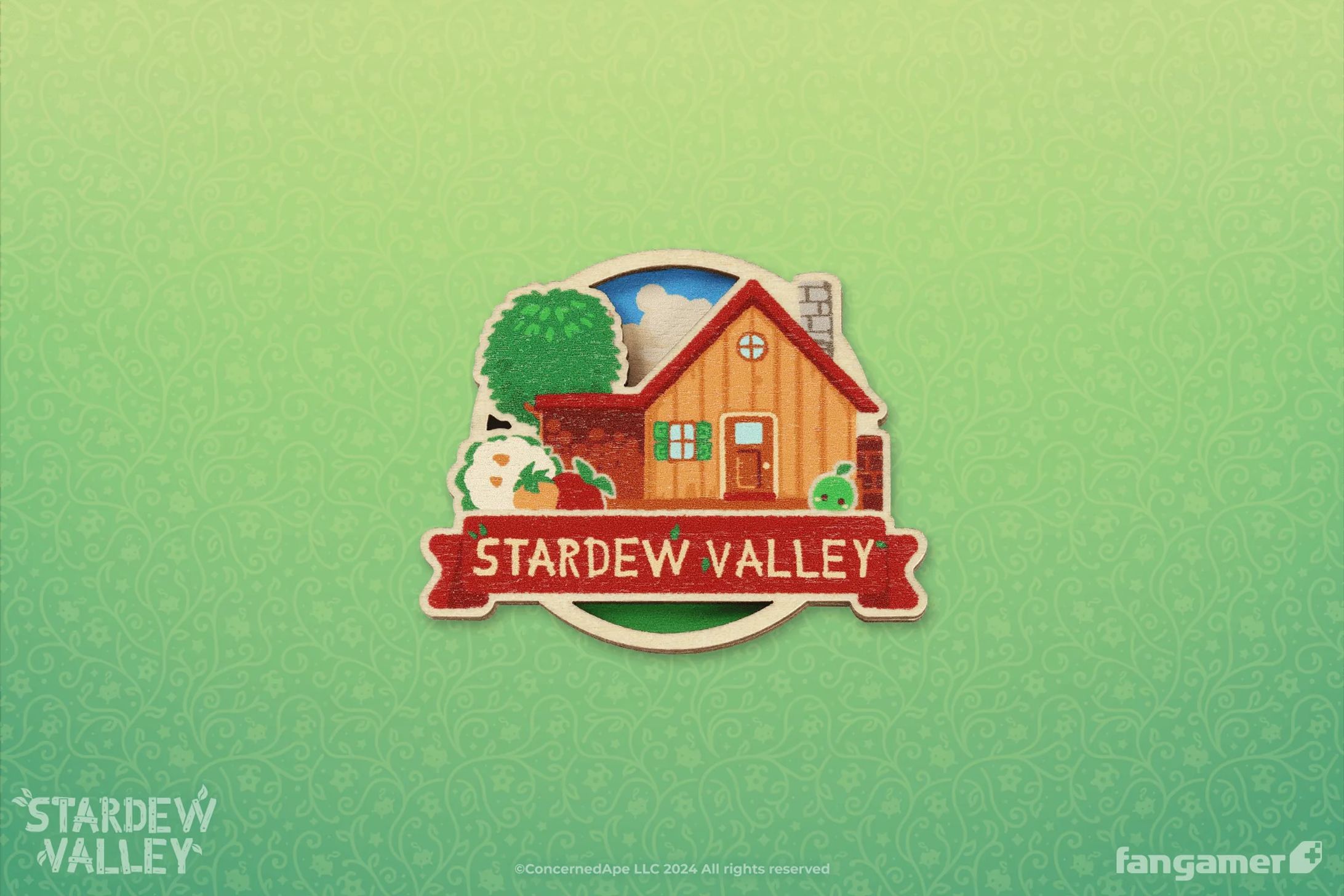 グッズ「Stardew Valley 牧場主の家 木製ピンバッジ」-1