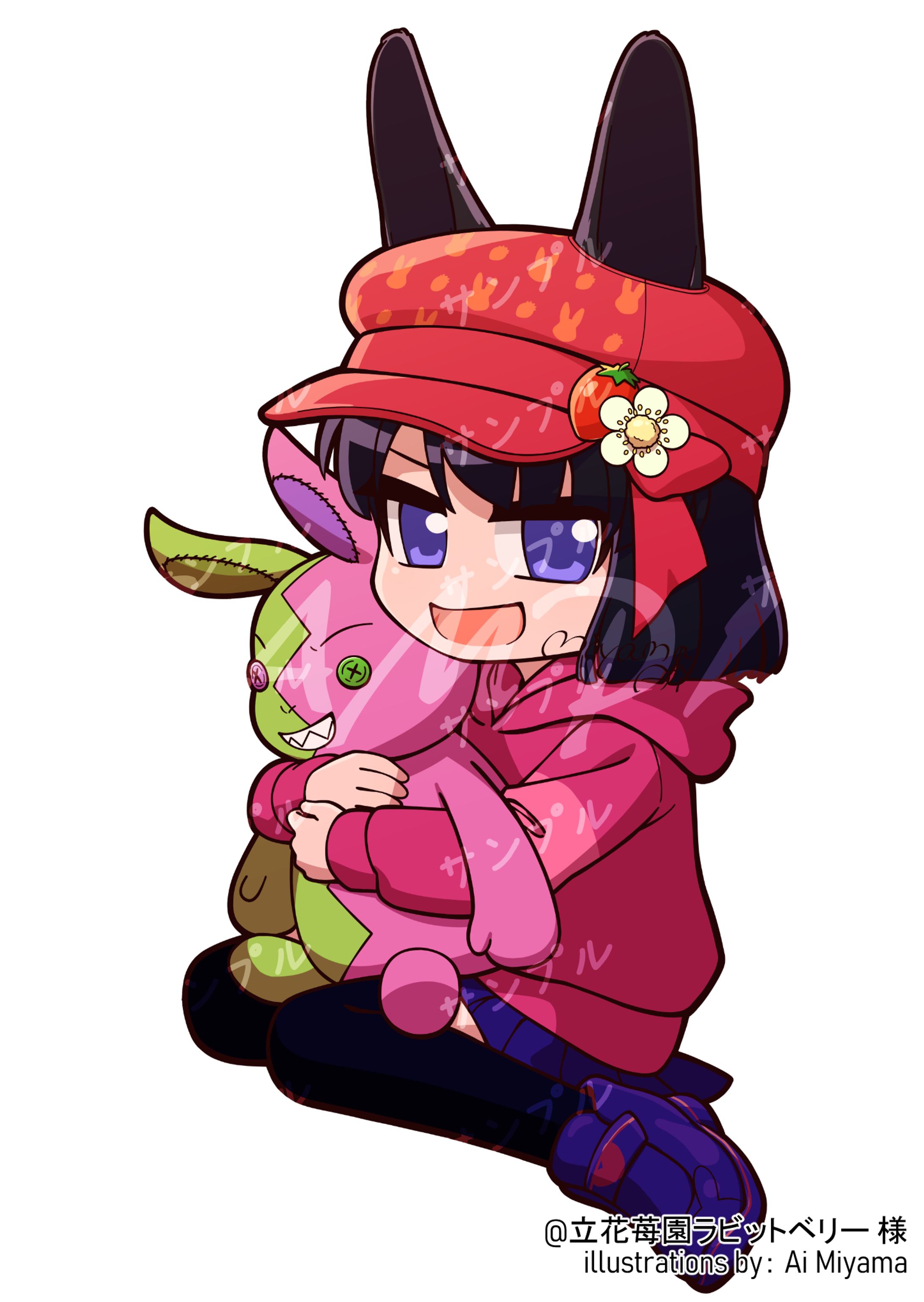 ぬいぐるみを抱くクルミちゃん-1