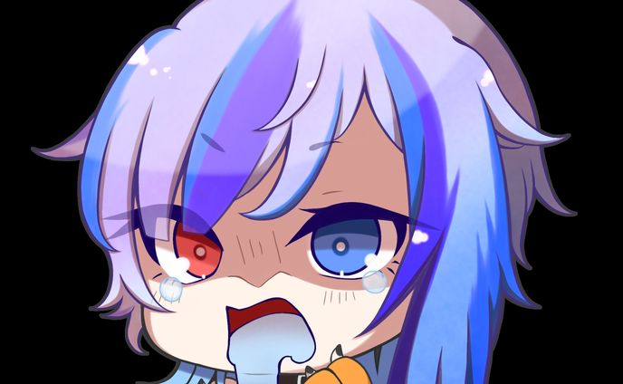 イラスト、黑白半身