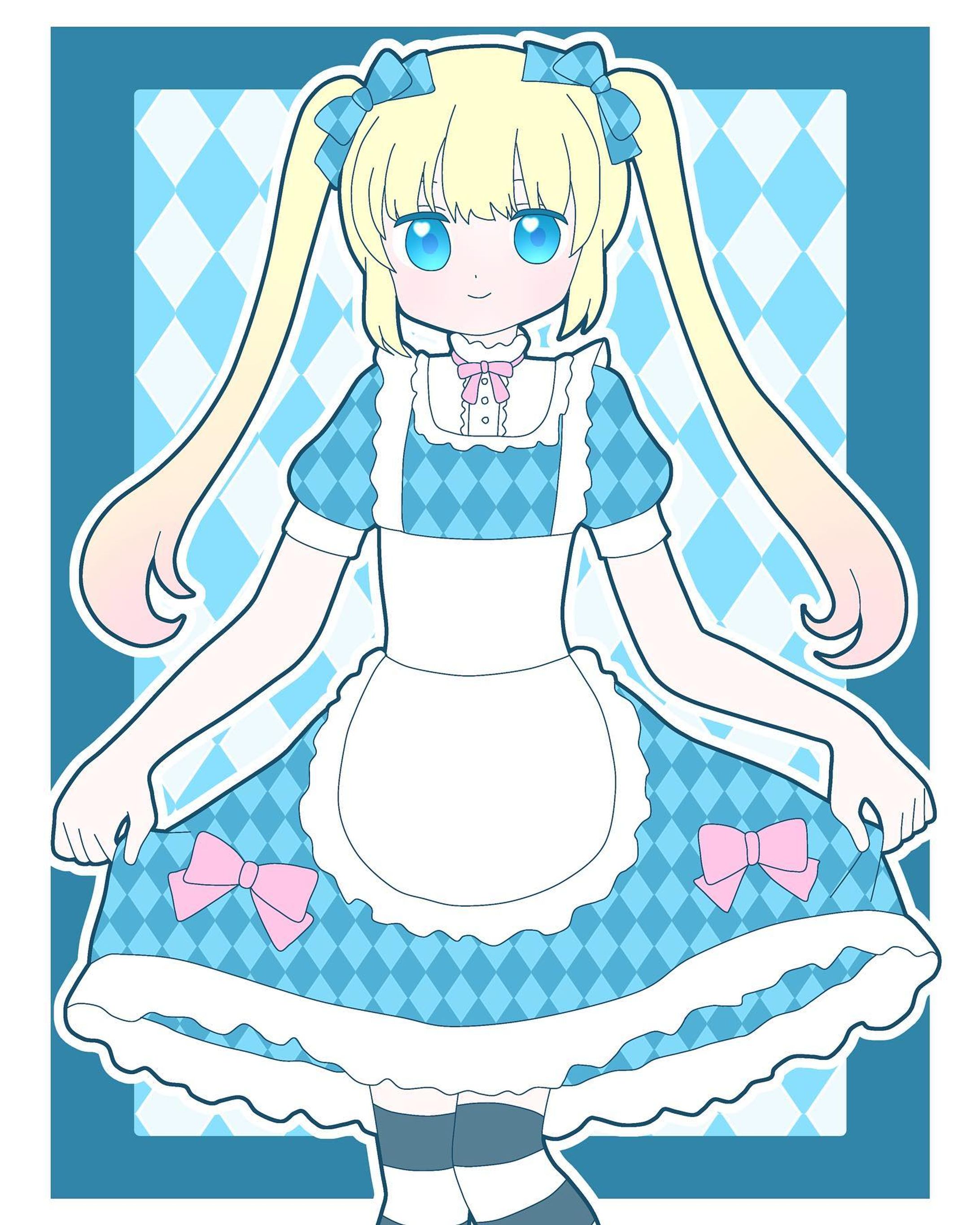 ツインテールアリス🎀
#お絵描き　#イラスト　#illust #illustration #デジタルイラスト　#女の子　#女の子イラスト　#アリス　#不思議の国のアリス　#ロリィタ　#ツインテール　#ツインテ　#オリジナル　#オリジナルイラスト-1