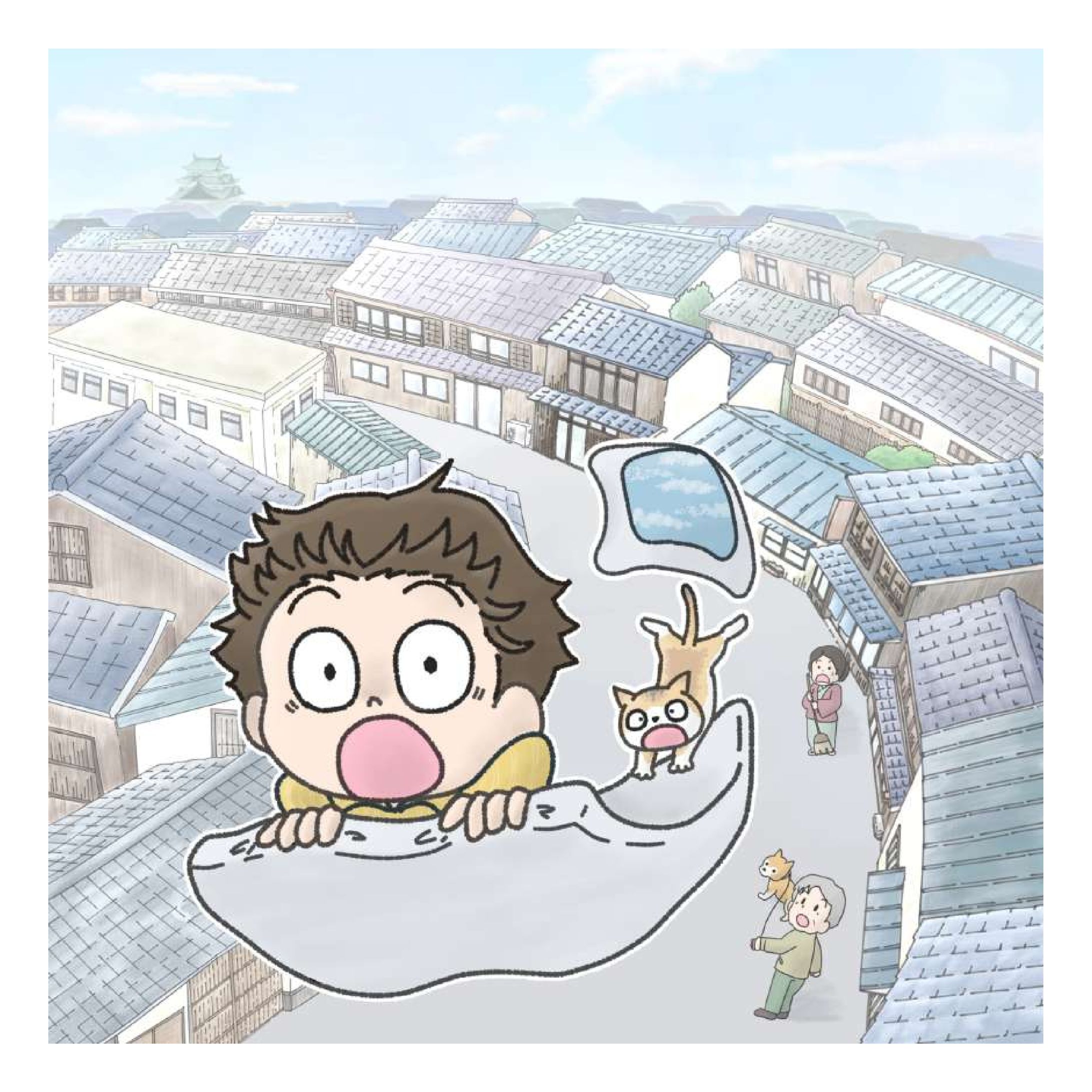 イラスト『布団が吹っ飛んだ』-1