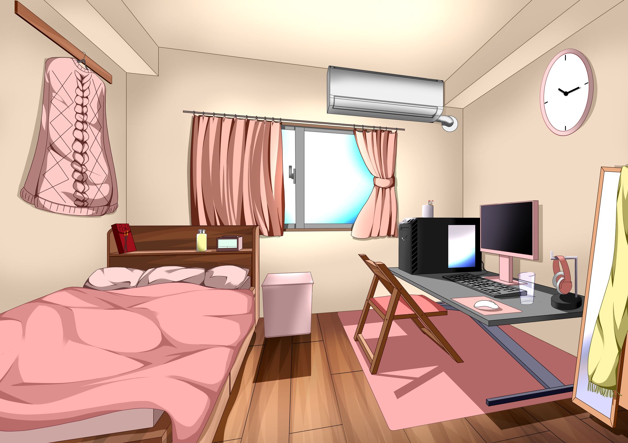 背景、女の子の部屋、人を呼ばない01-1