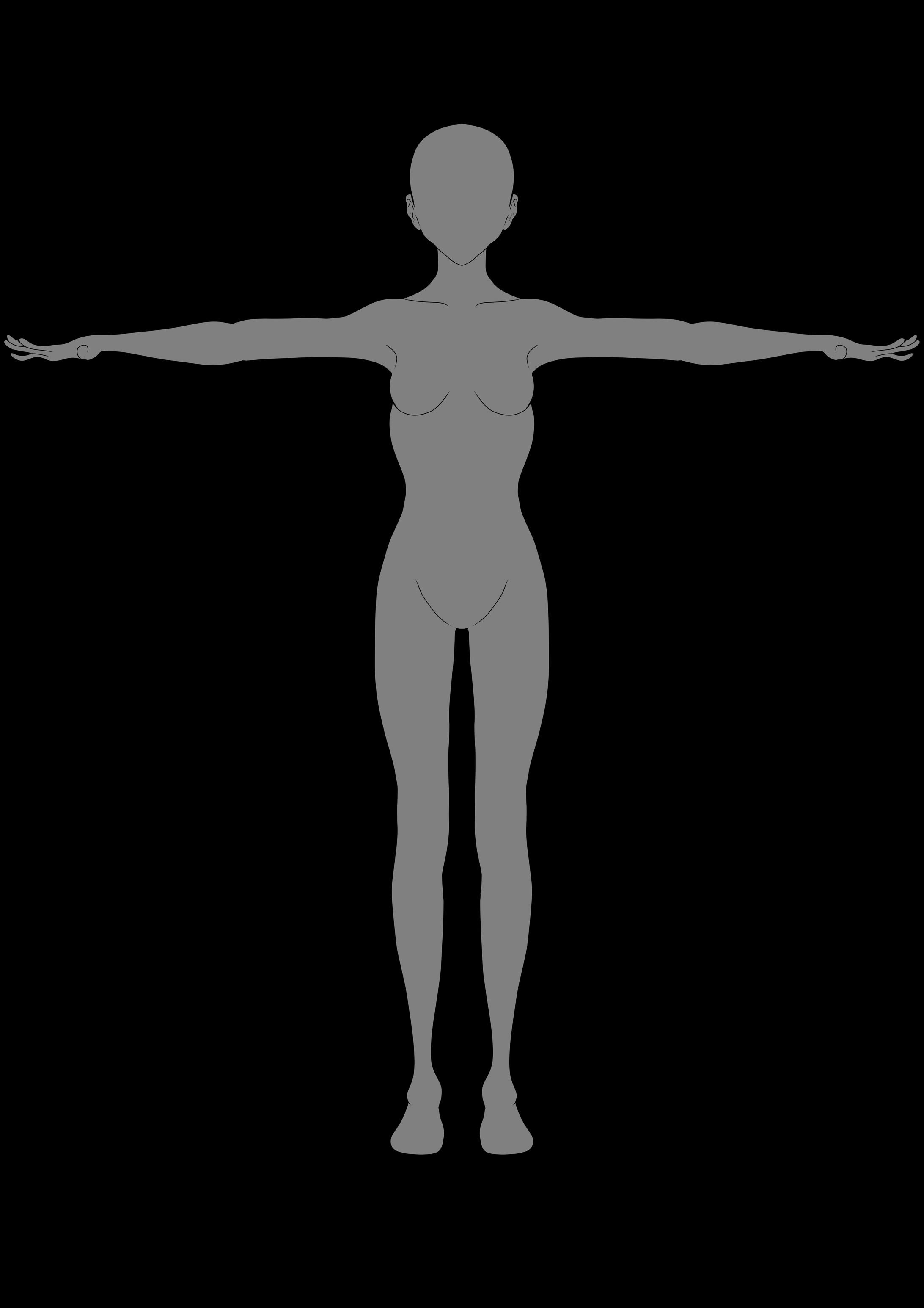 体形　女性 キャラクターデザインシート　2D-1