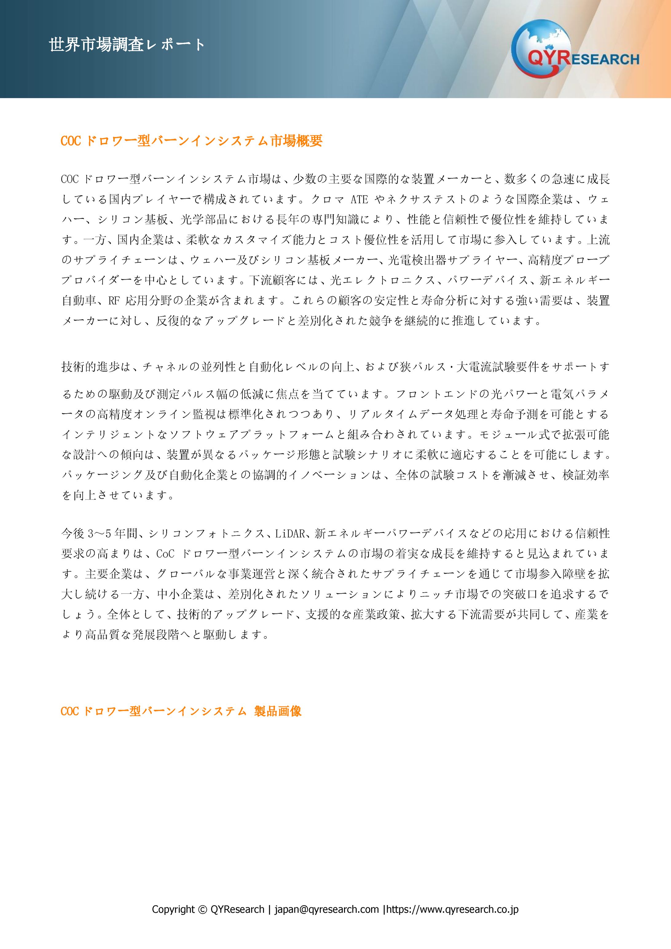 COCドロワー型バーンインシステム業界の競合環境分析2025：主要メーカーの戦略、ランキング、優位性-1