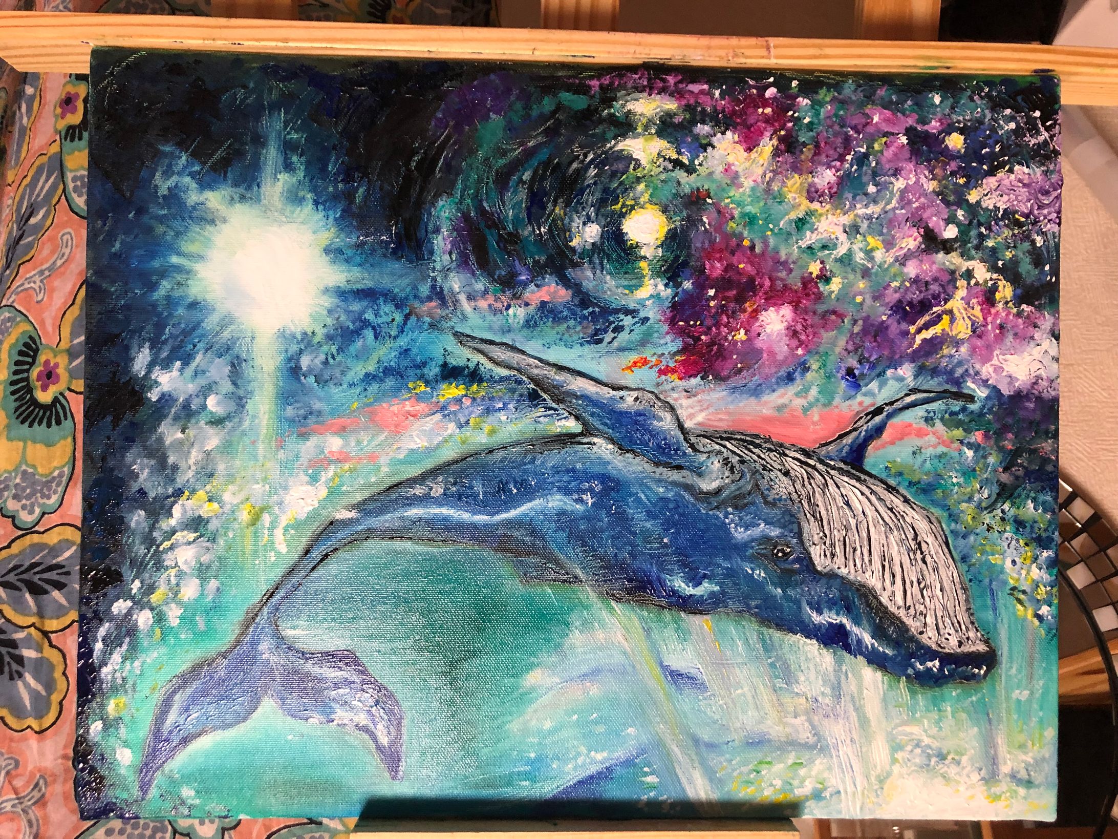【油絵】幽霊くじら-1