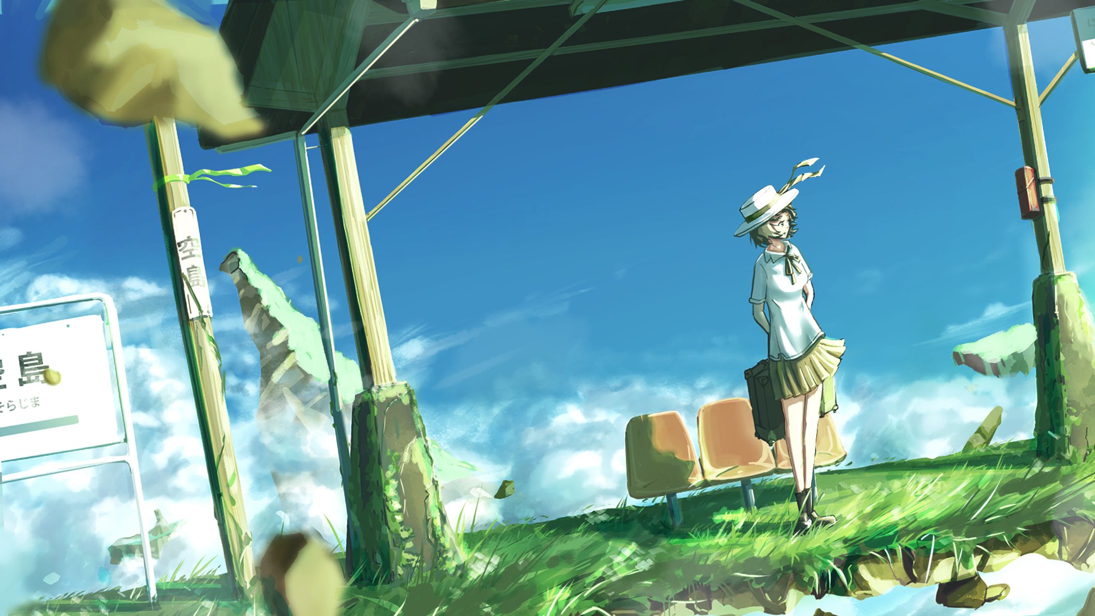 空を旅するプラットホームと少女-1