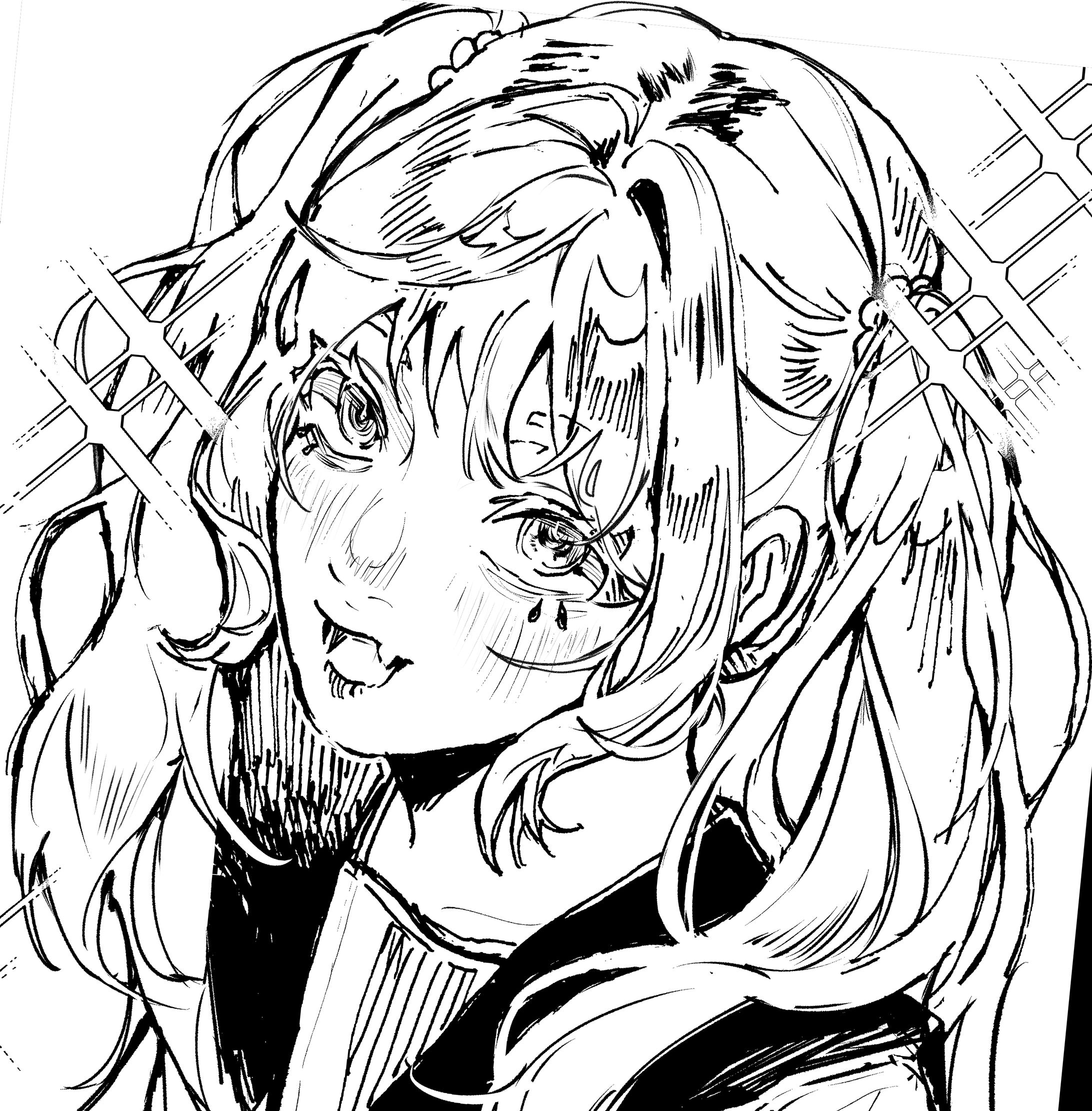 【オリジナル】モノクロイラスト-1