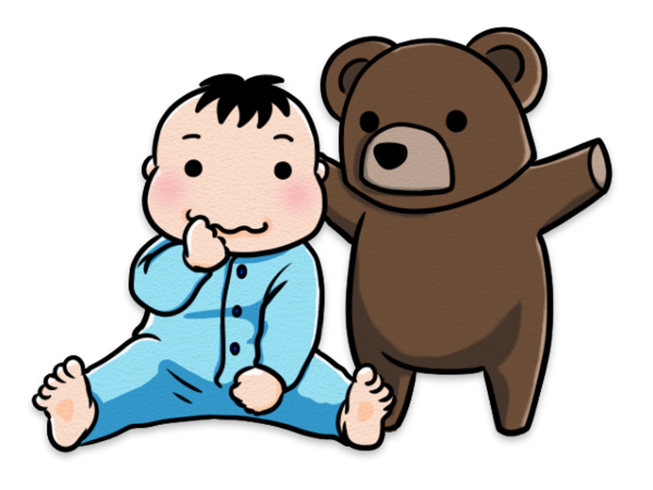 赤ちゃんとクマ＆泣き出す赤ちゃん-1