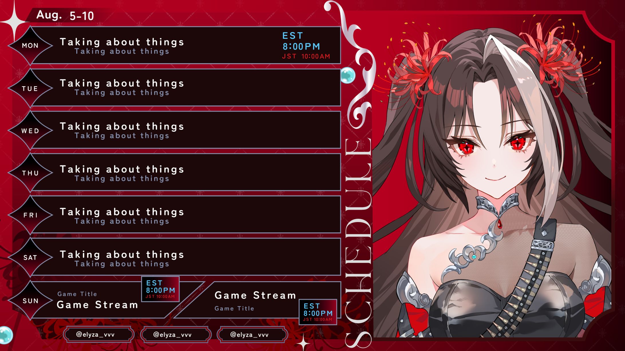 すぺしゃりてEN所属「Elyza.EVE」 スケジュール表-1