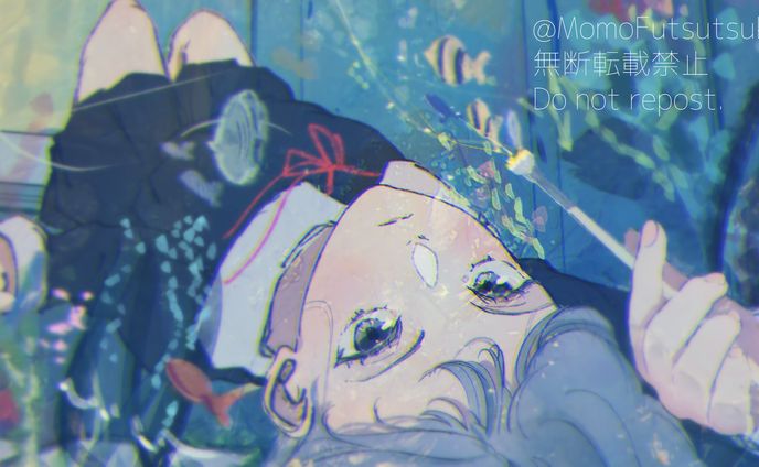 オリジナルイラスト１（思考の海に沈む）
