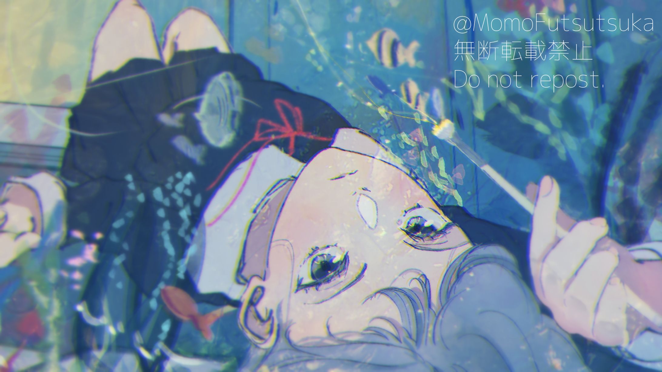 オリジナルイラスト１（思考の海に沈む）-1