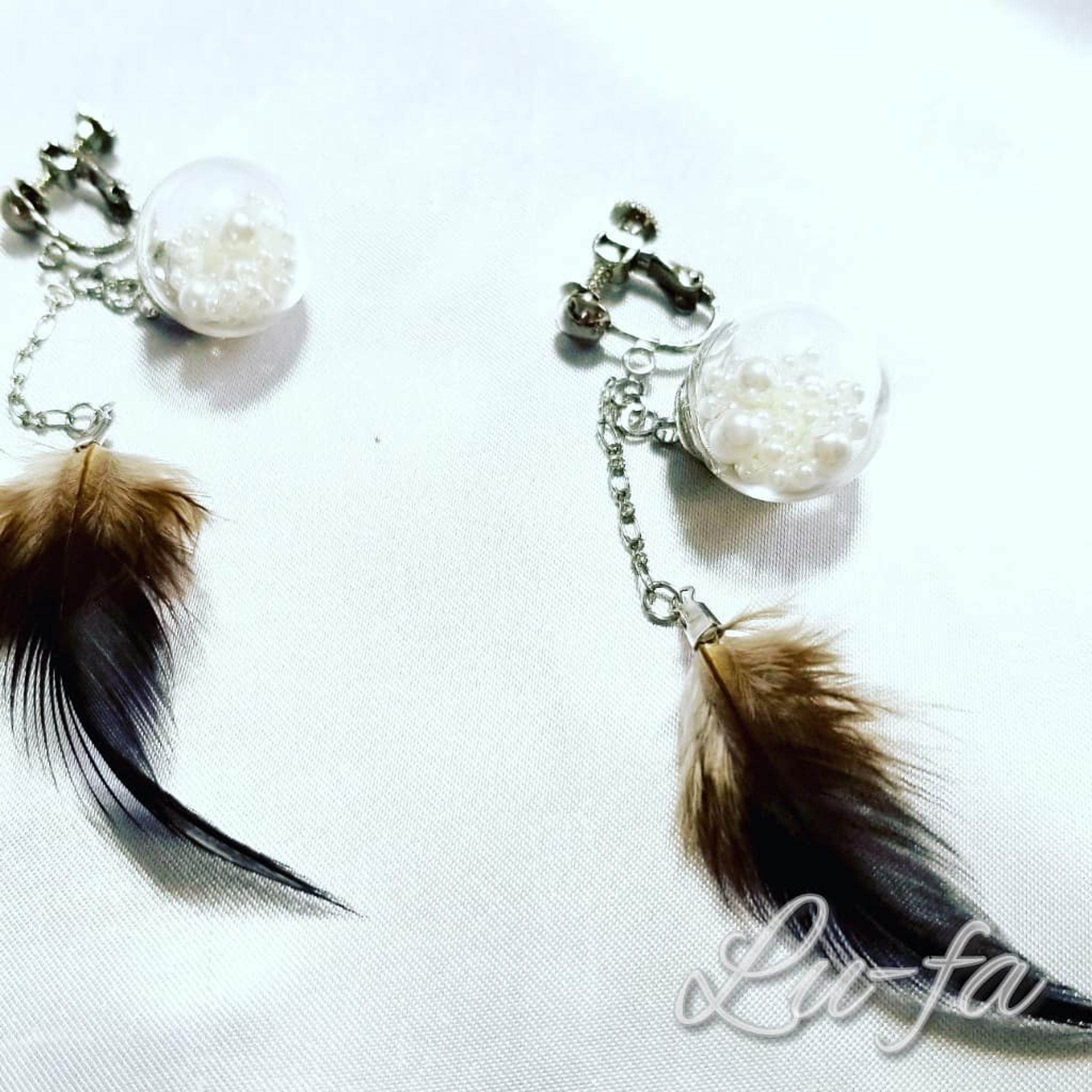 #Lu-fa#しなのり#ルアーアクセサリー#ルアー羽 #イヤリング変換#疑似餌羽根 #釣具#ガラスドームイヤリング #天然羽根#BASE出店中 #釣り女子 #オーダー受付中-1