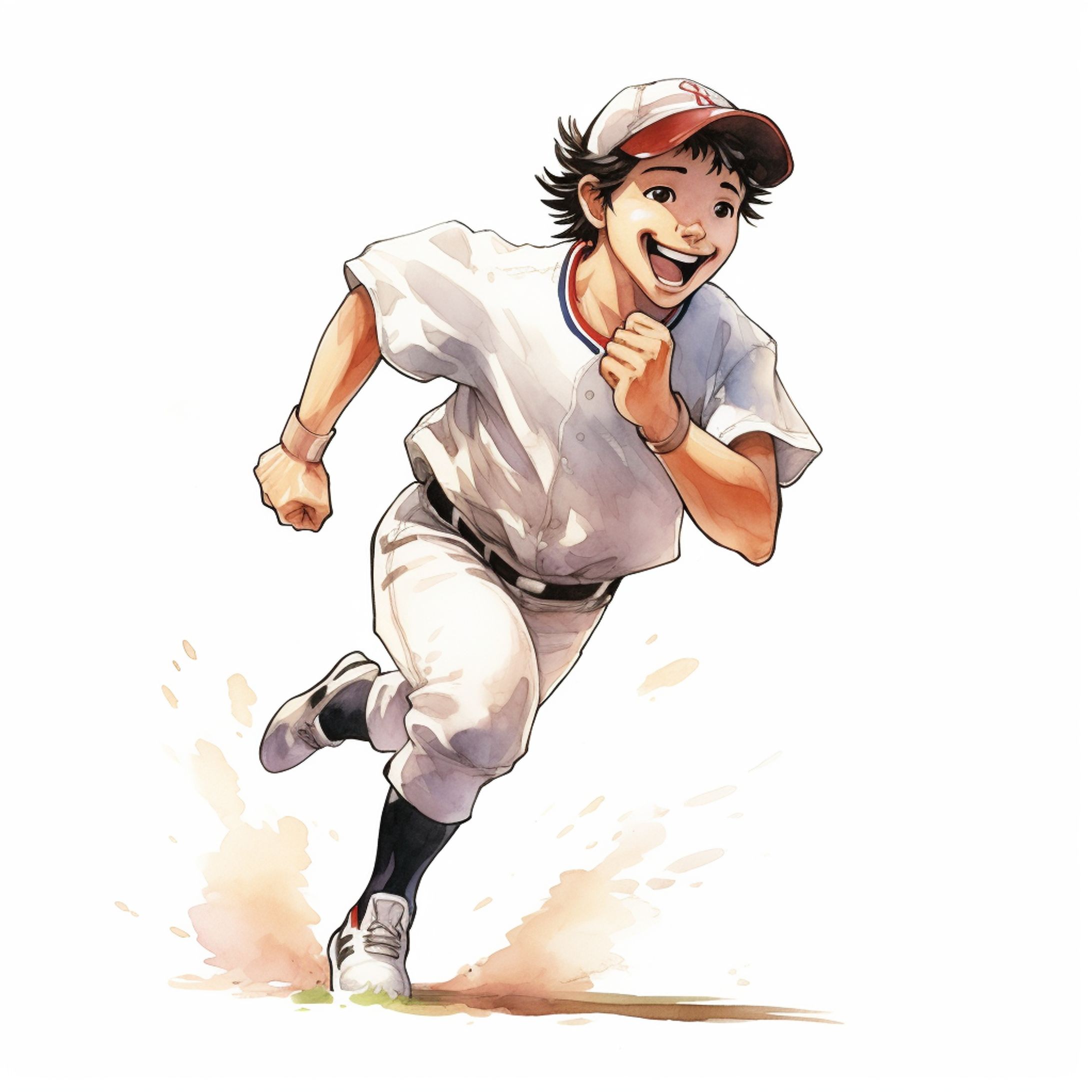 水彩風野球イラスト-1