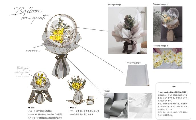 指輪とフラワーアレンジメントの提案