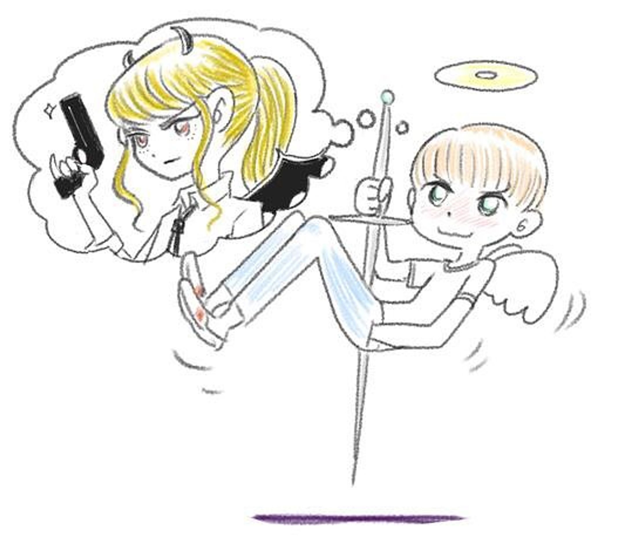 悪魔さんにゾッコンな天使くん #illustration #pixiv  #pixivsketch-1