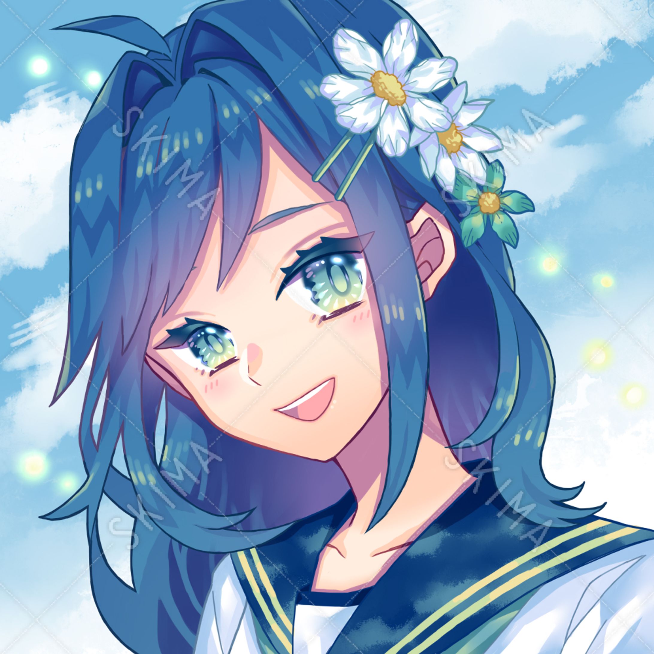 【SKIMA販売】花とセーラーと女の子-1