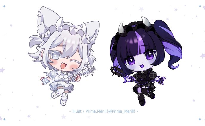 グッズ用SDイラスト(Prima.Merill ＆奇屋敷ゾンゾン)