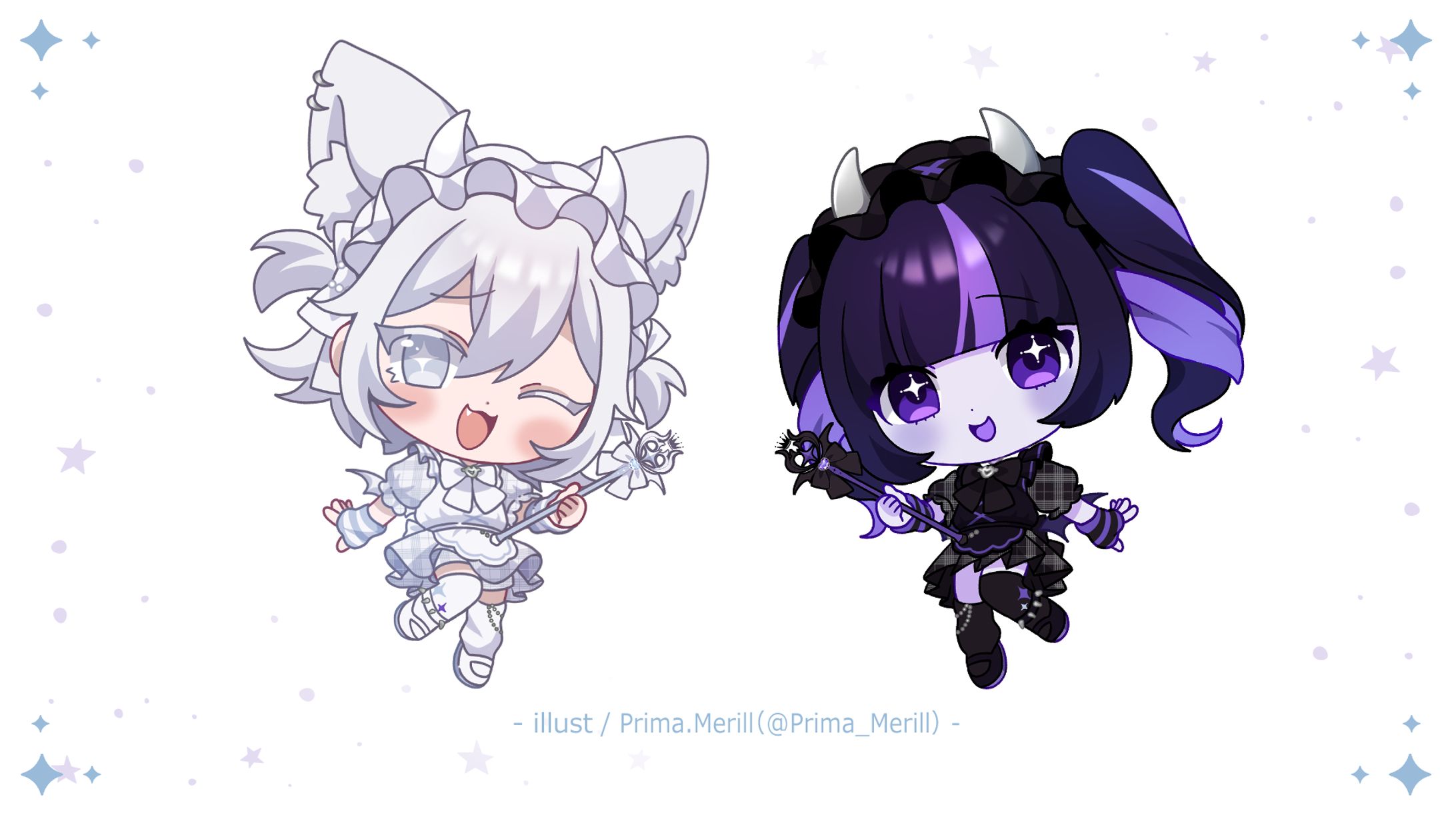 グッズ用SDイラスト(Prima.Merill ＆奇屋敷ゾンゾン)-1