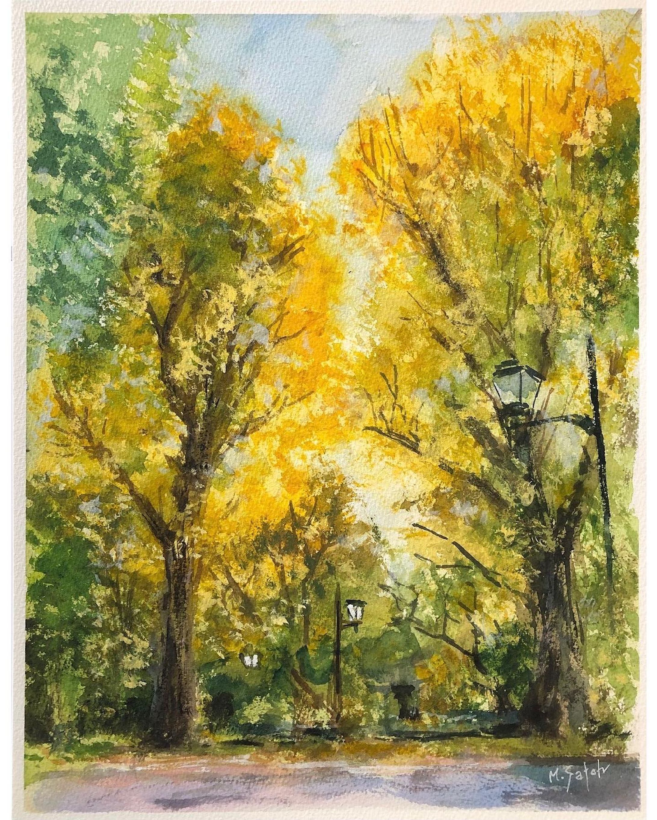 「公園の紅葉」
透明水彩　ウォーターフォード　F6

#透明水彩 #透明水彩画 #水彩画 #風景画 #公園の紅葉 #上野公園  #絵画 #watercolor #watercolorpainting #landscape #uenopark #art #autumnleaves-1