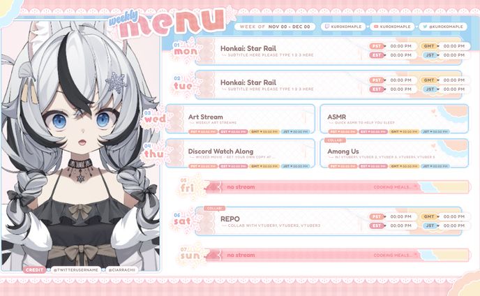 KurokoMaple - Schedule