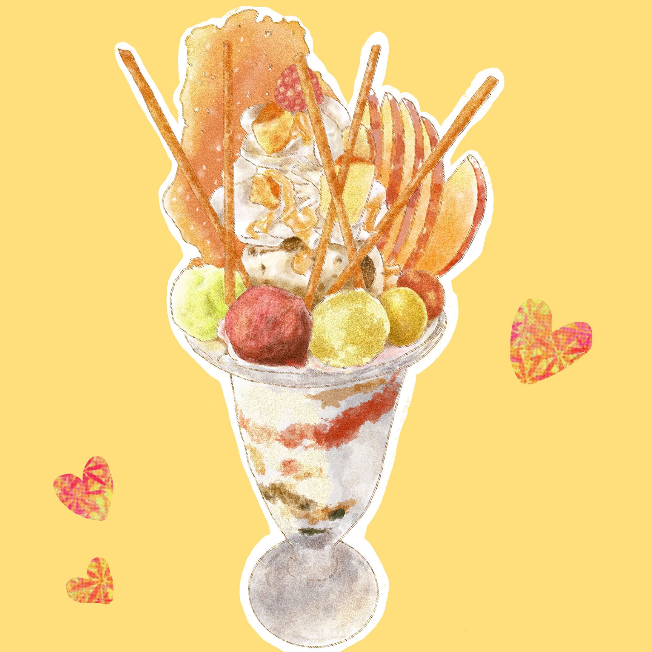 食べ物イラスト　パフェ-1