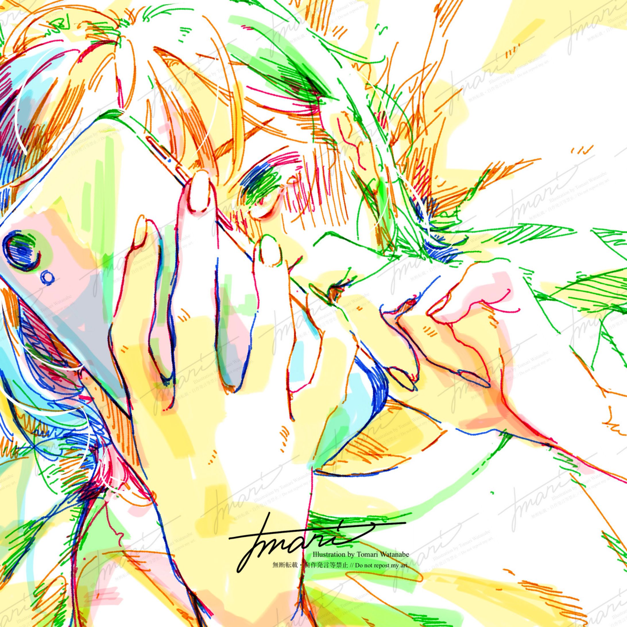 HANGER様「三文字」ジャケットイラスト-1