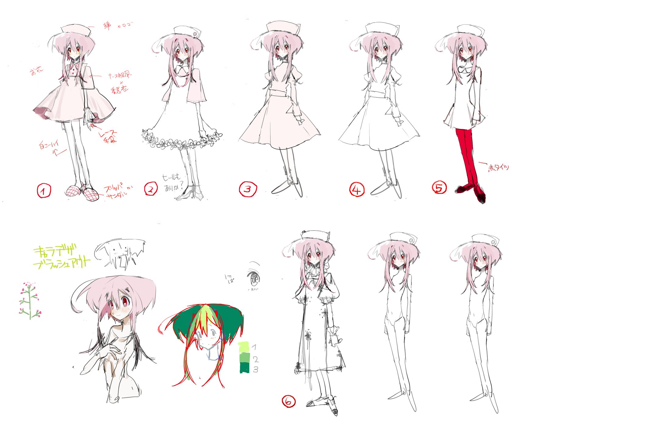 自主制作　キャラクターデザイン　ラフ画-1