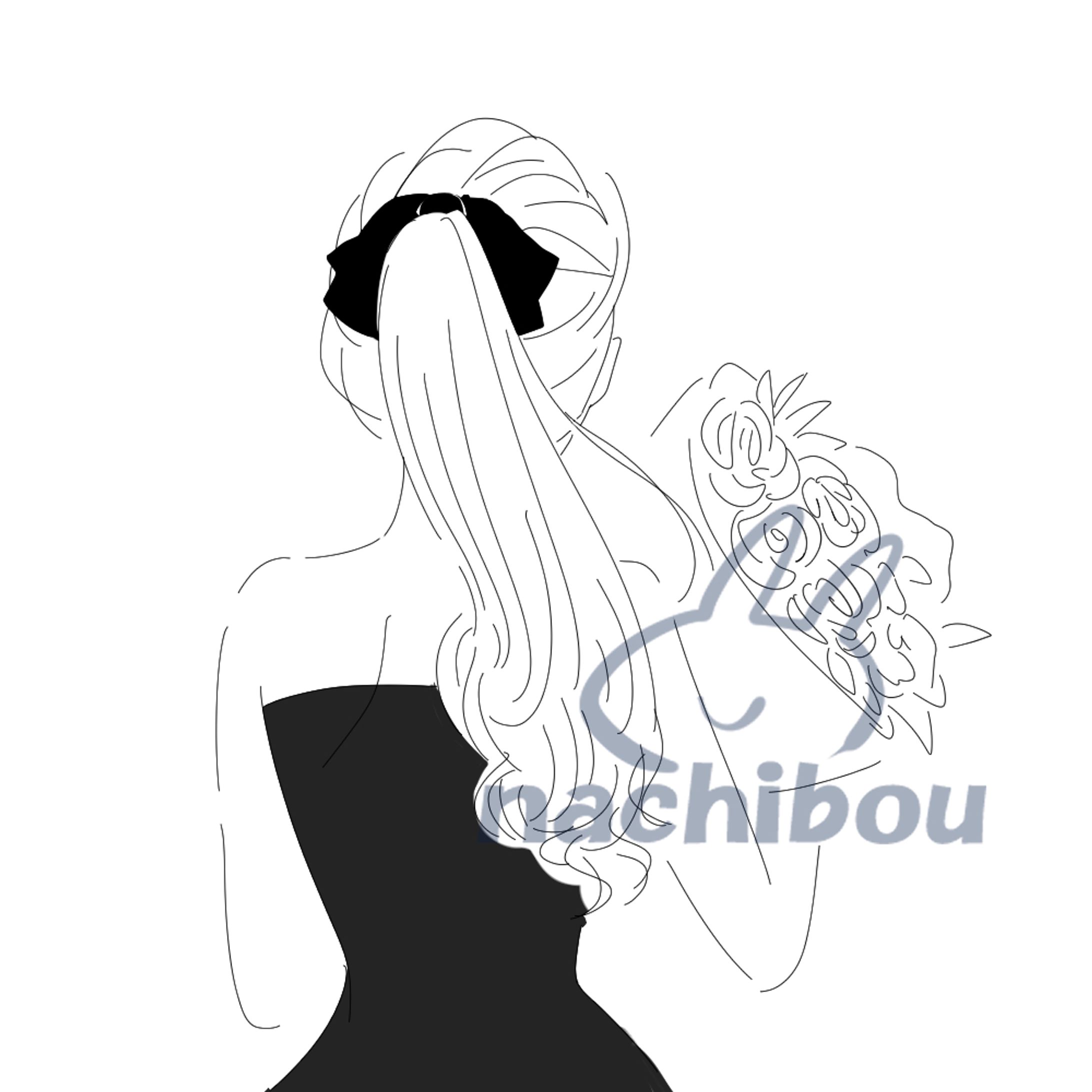 モノクロ線画イラストサンプル-1